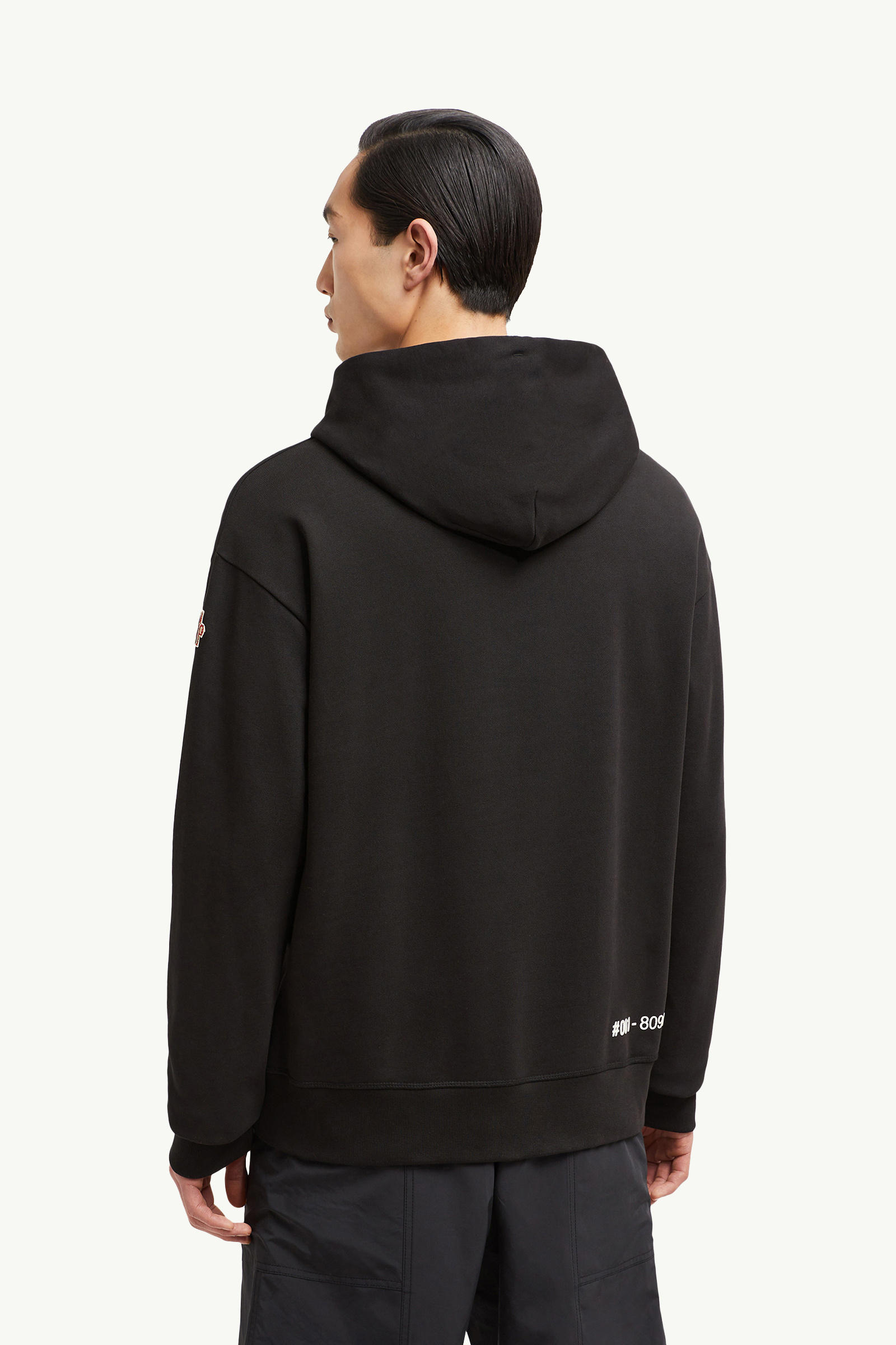 Mirrored Logo Cotton Hoodie Men Black Moncler 4