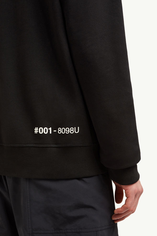 Mirrored Logo Cotton Hoodie Men Black Moncler 5