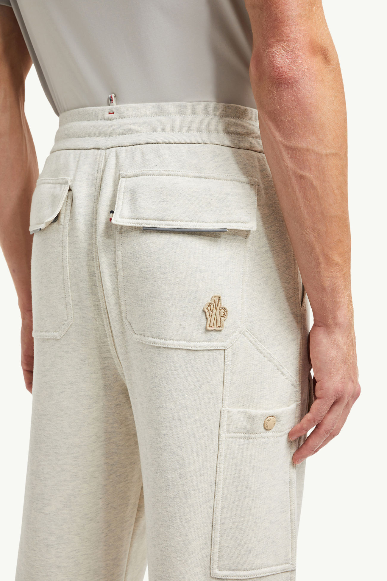 Embossed Logo Cotton Track Pants Men Ice Gray Moncler 1