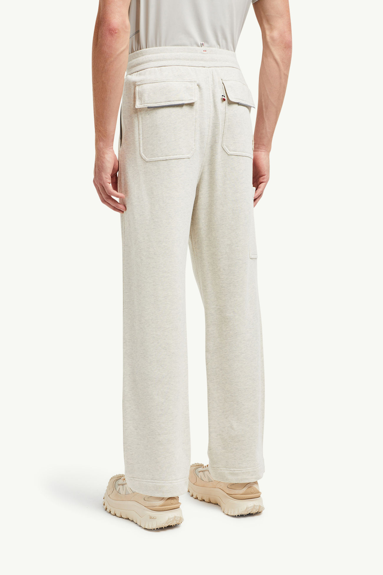 Embossed Logo Cotton Track Pants Men Ice Gray Moncler 4