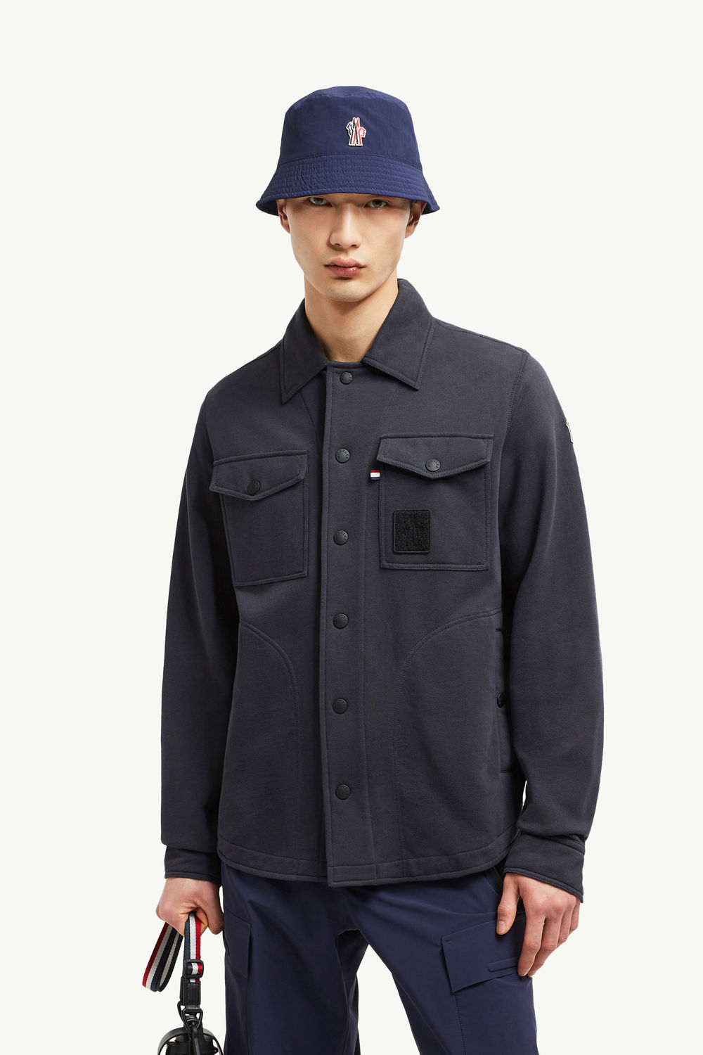 Cotton Shirt Men Navy Blue Moncler 0
