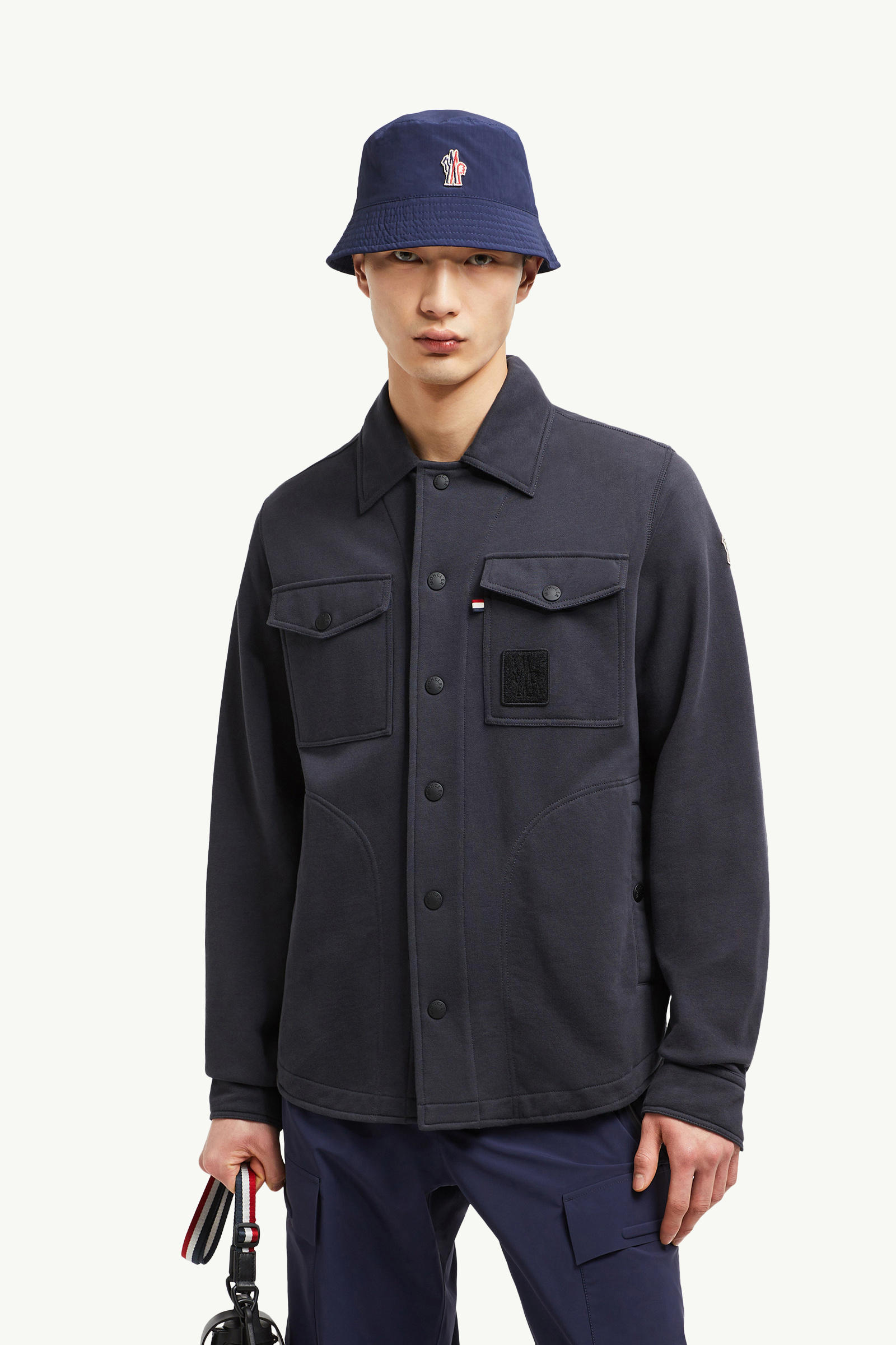 Cotton Shirt Men Navy Blue Moncler 0