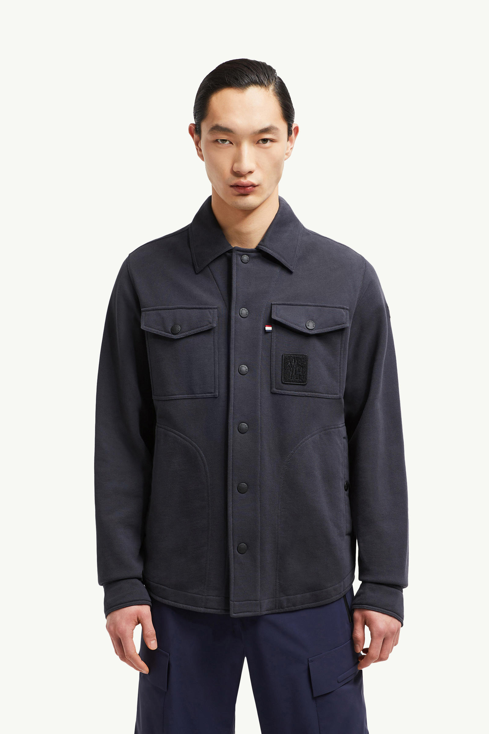 Cotton Shirt Men Navy Blue Moncler 3