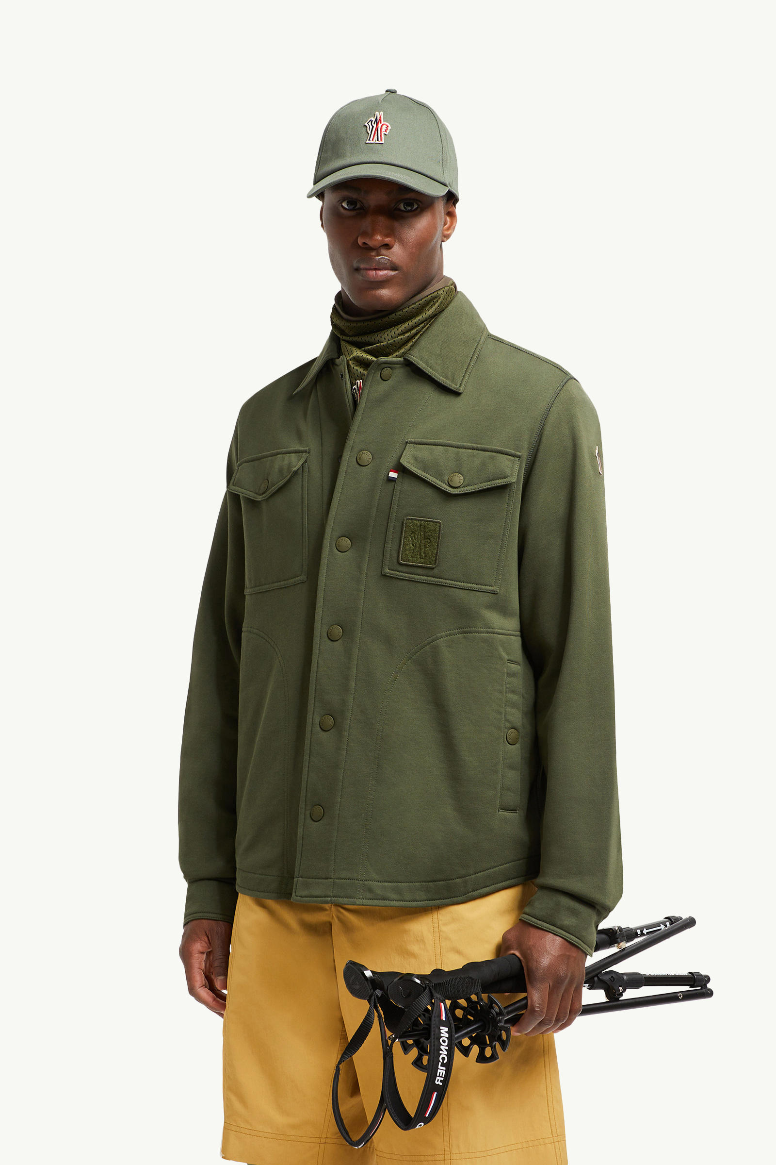 Cotton Shirt Men Olive Green Moncler 0