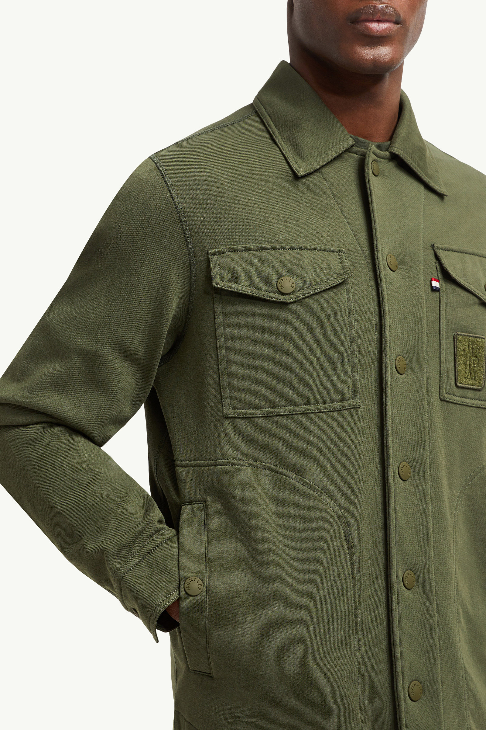 Cotton Shirt Men Olive Green Moncler 5