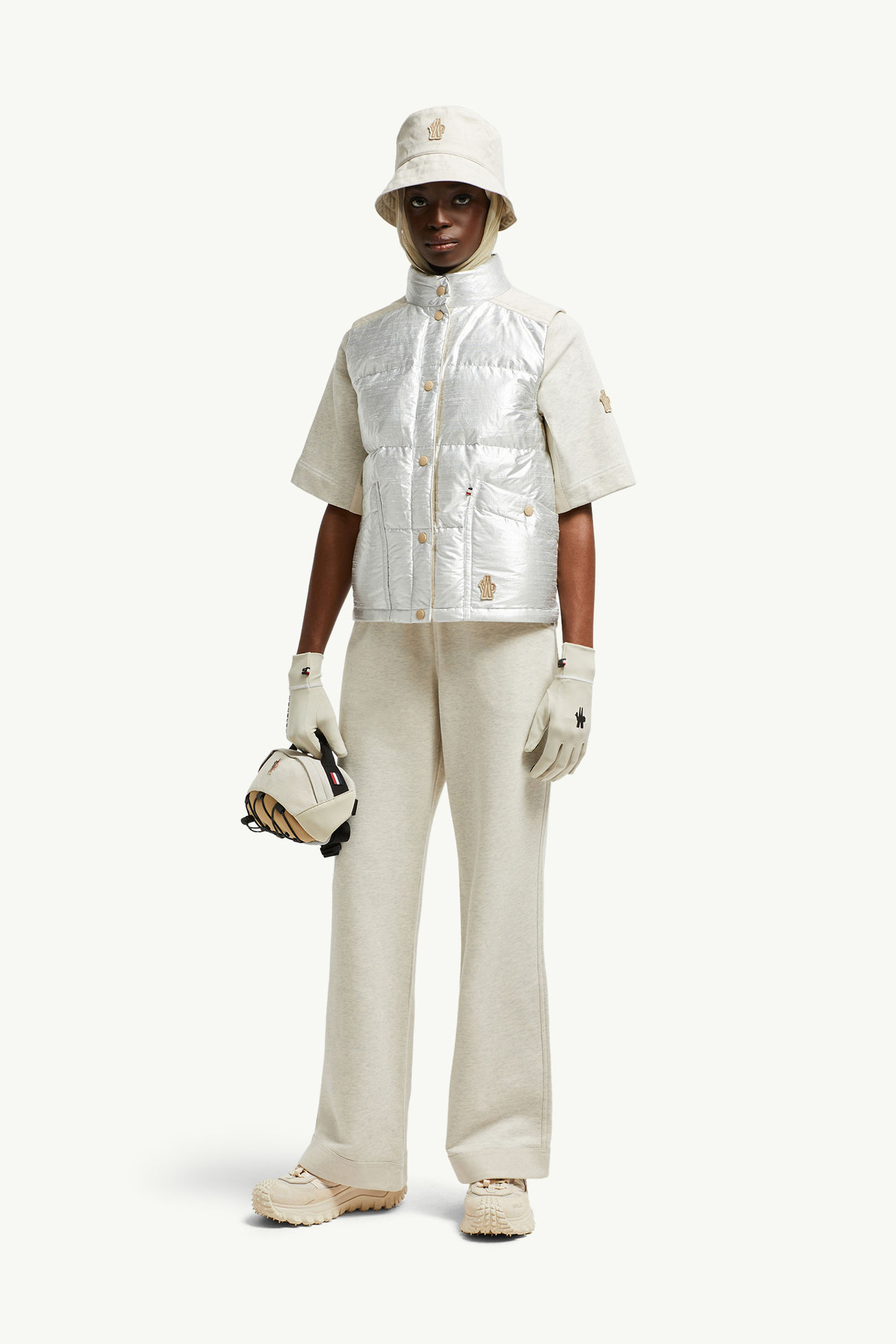 Pinchot Lamé Down Vest Women Silver Moncler 3