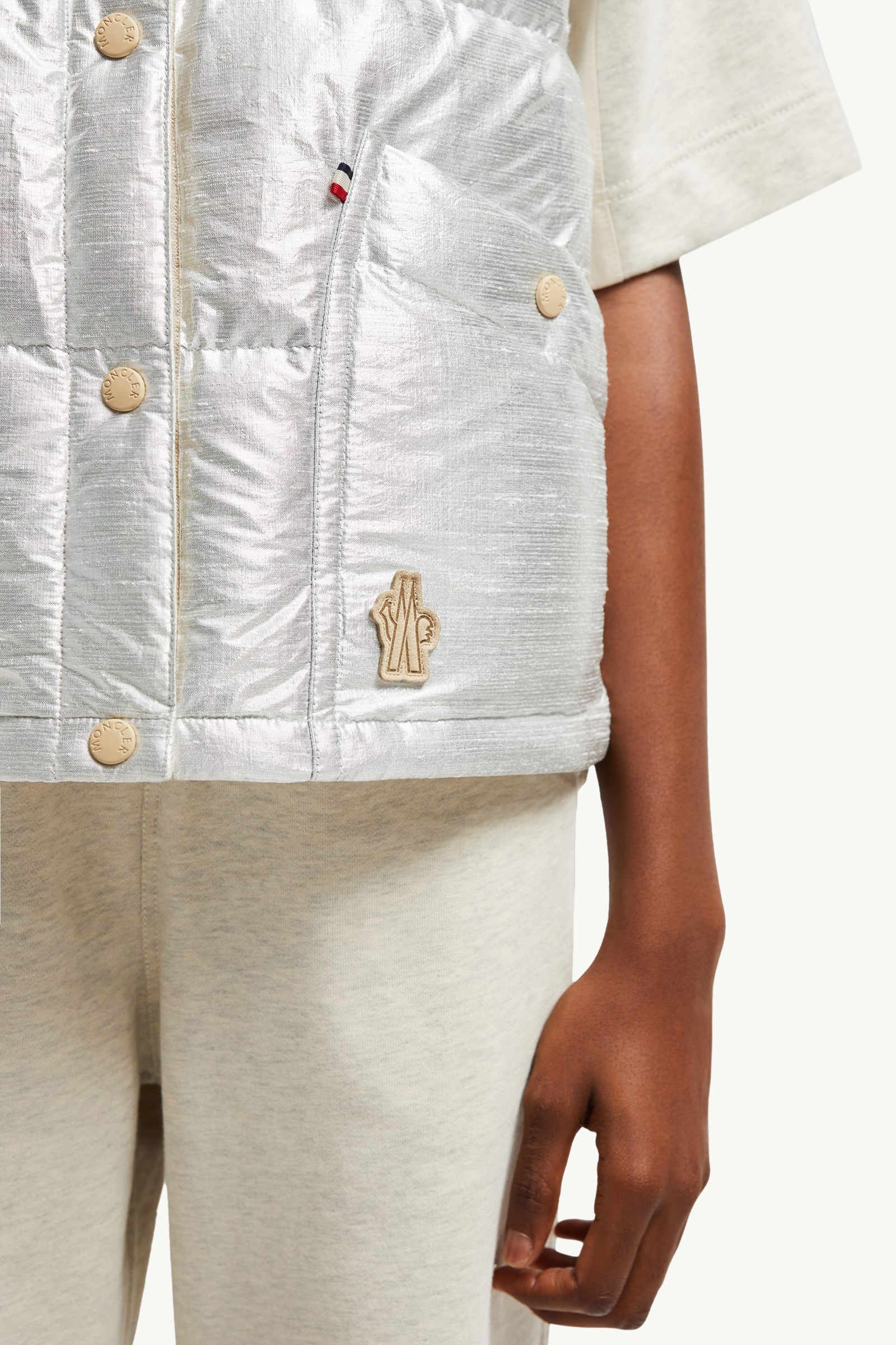 Silver Pinchot Lamé Down Gilet - Vests for Women | Moncler SK
