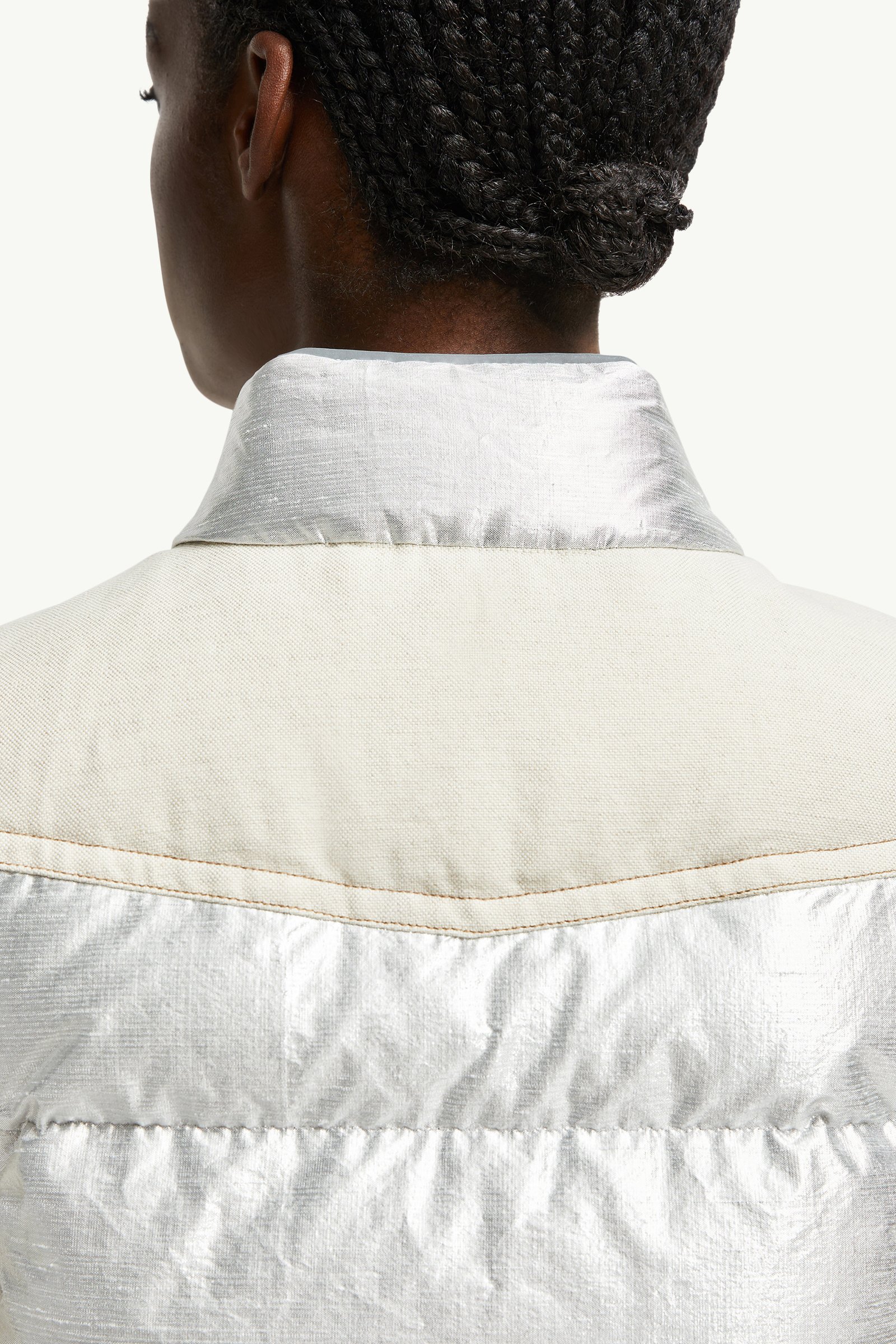 Silver Pinchot Lamé Down Gilet - Vests for Women | Moncler SK