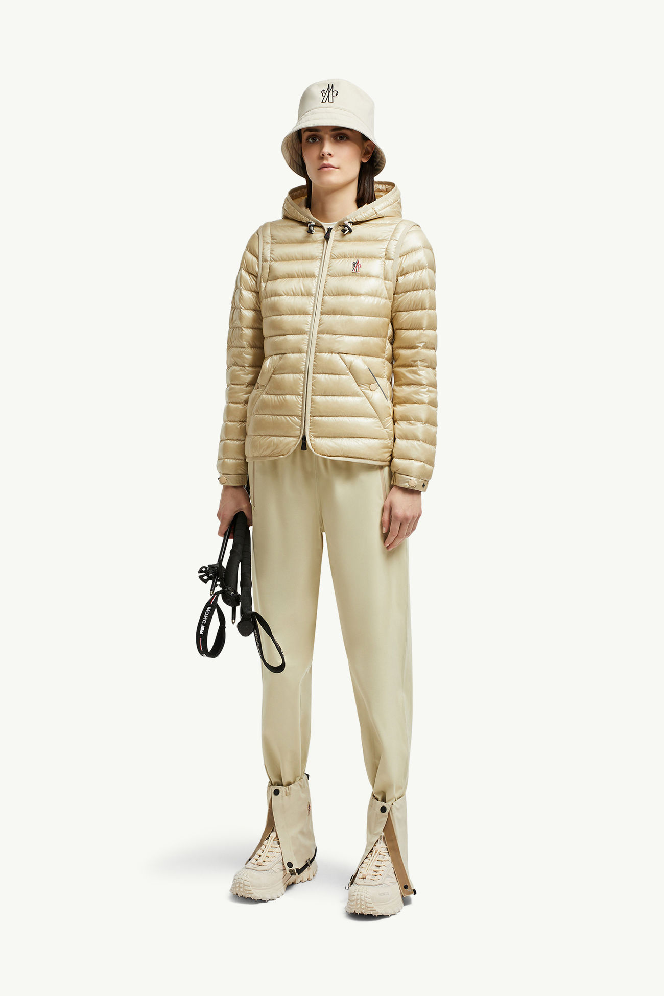 Piumino corto con cappuccio Karura 2-in-1 Donna Beige Sabbia Moncler 0
