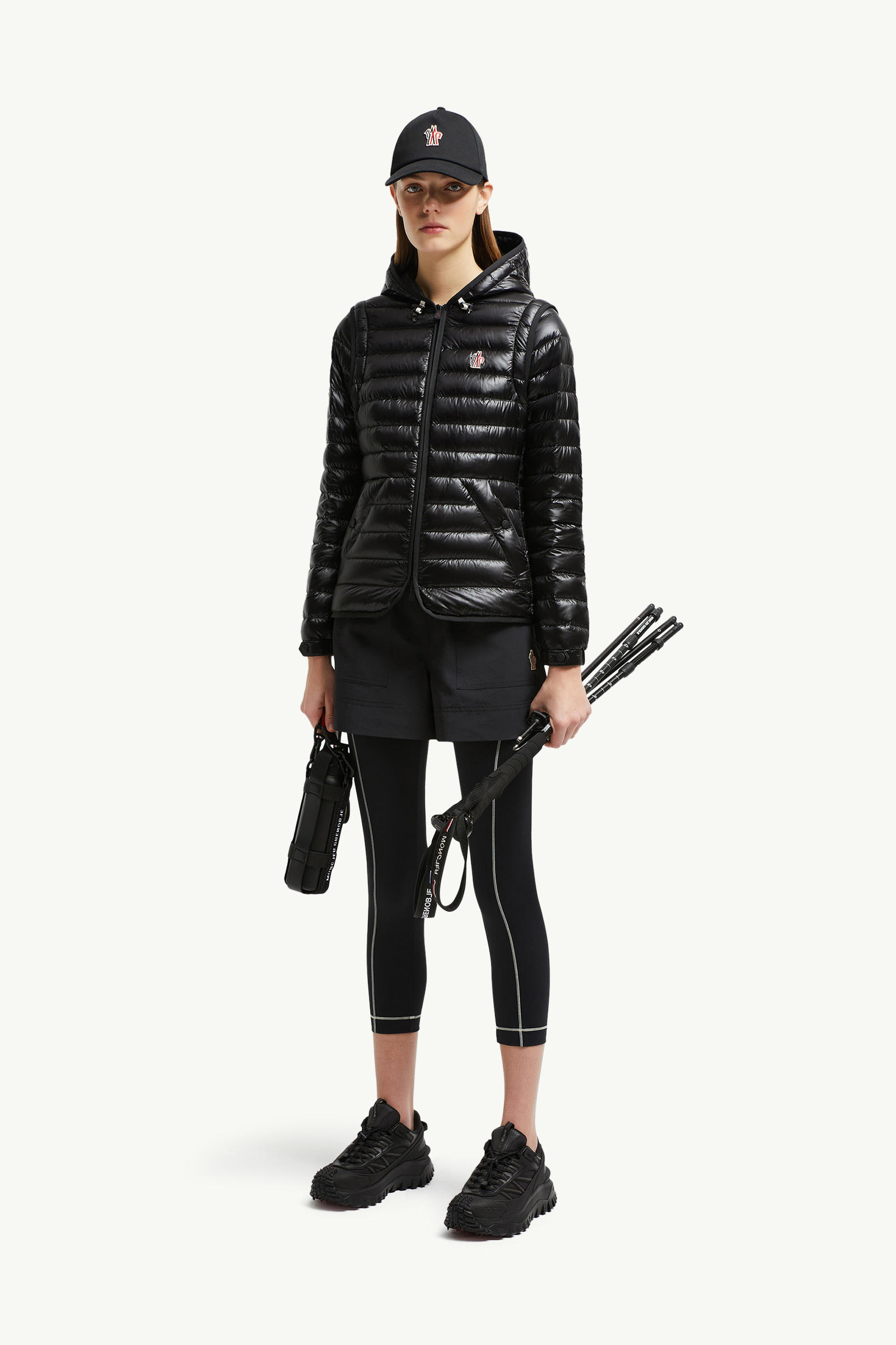 Karura 2-in-1 Hooded Short Down Jacket Women Black Moncler 0