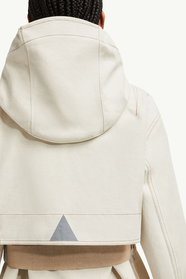 Veste utilitaire à capuche en coton et lin Tarkine Femmes Beige Clair Moncler 5