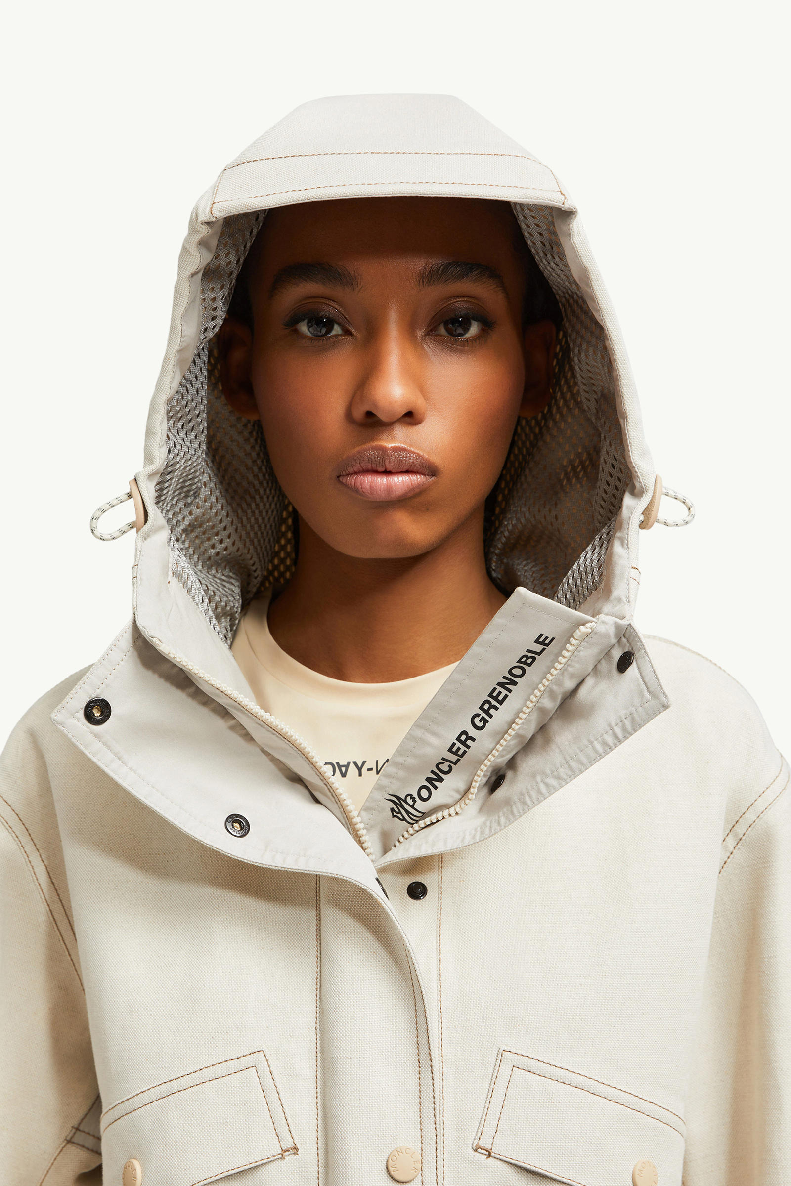 Tarkine Feldjacke mit Kapuze aus Baumwolle und Leinen Damen Hellbeige Moncler 6