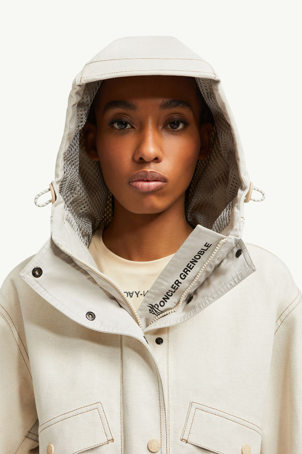 Veste utilitaire à capuche en coton et lin Tarkine Femmes Beige Clair Moncler 6