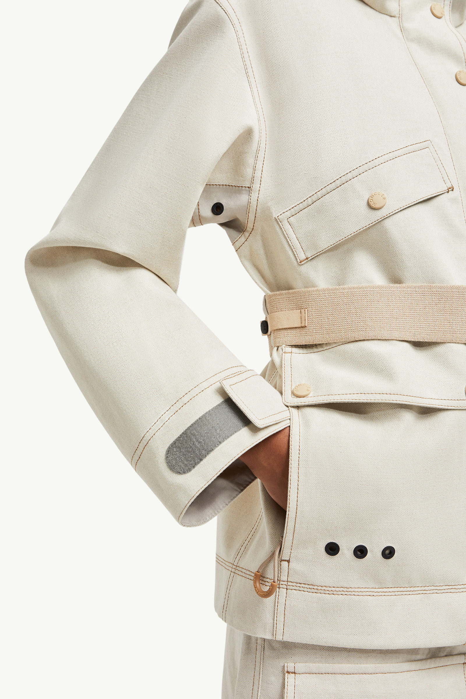 Tarkine Hooded Cotton & Linen Field Jacket Women Light Beige Moncler 7