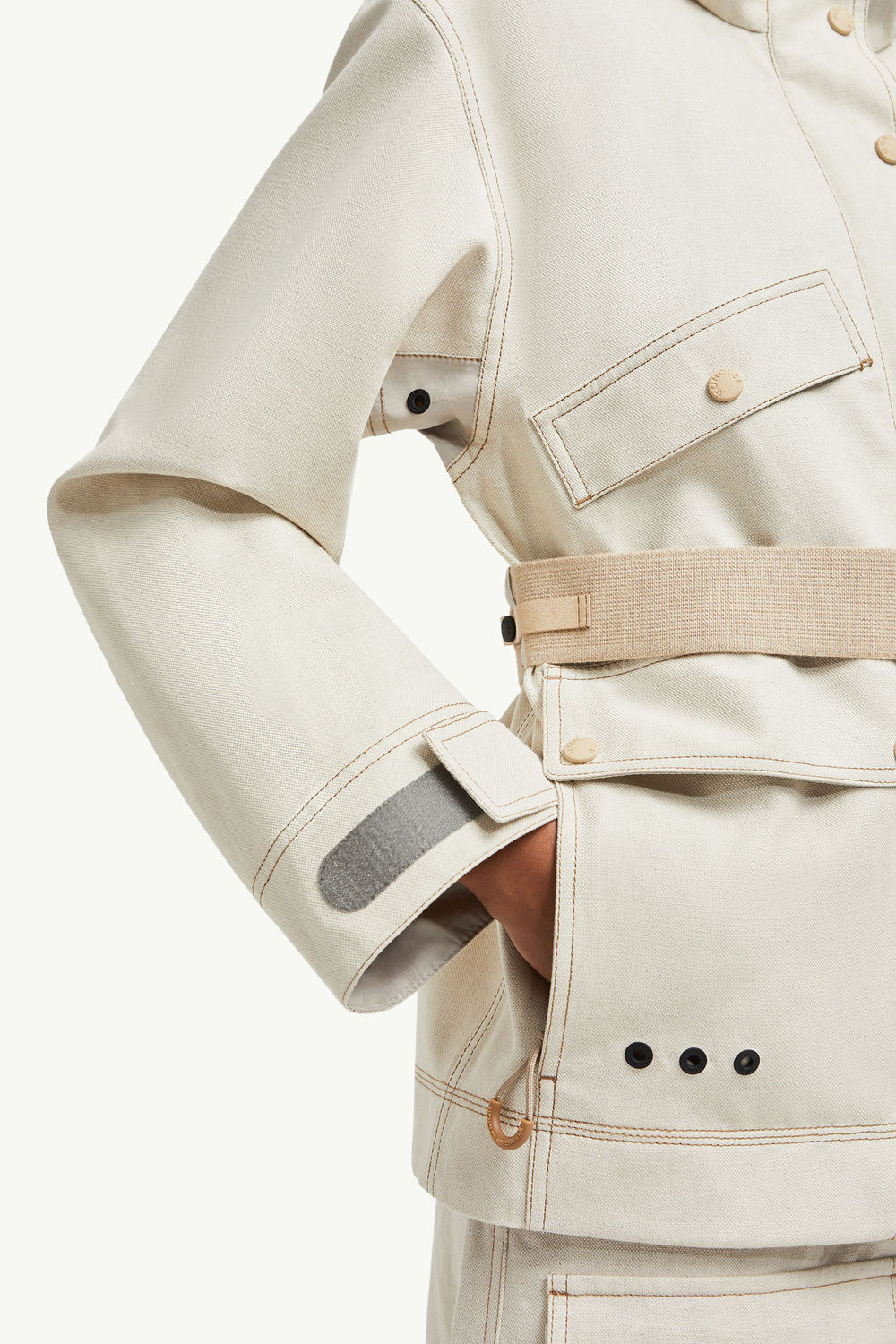 Veste utilitaire à capuche en coton et lin Tarkine Femmes Beige Clair Moncler 7