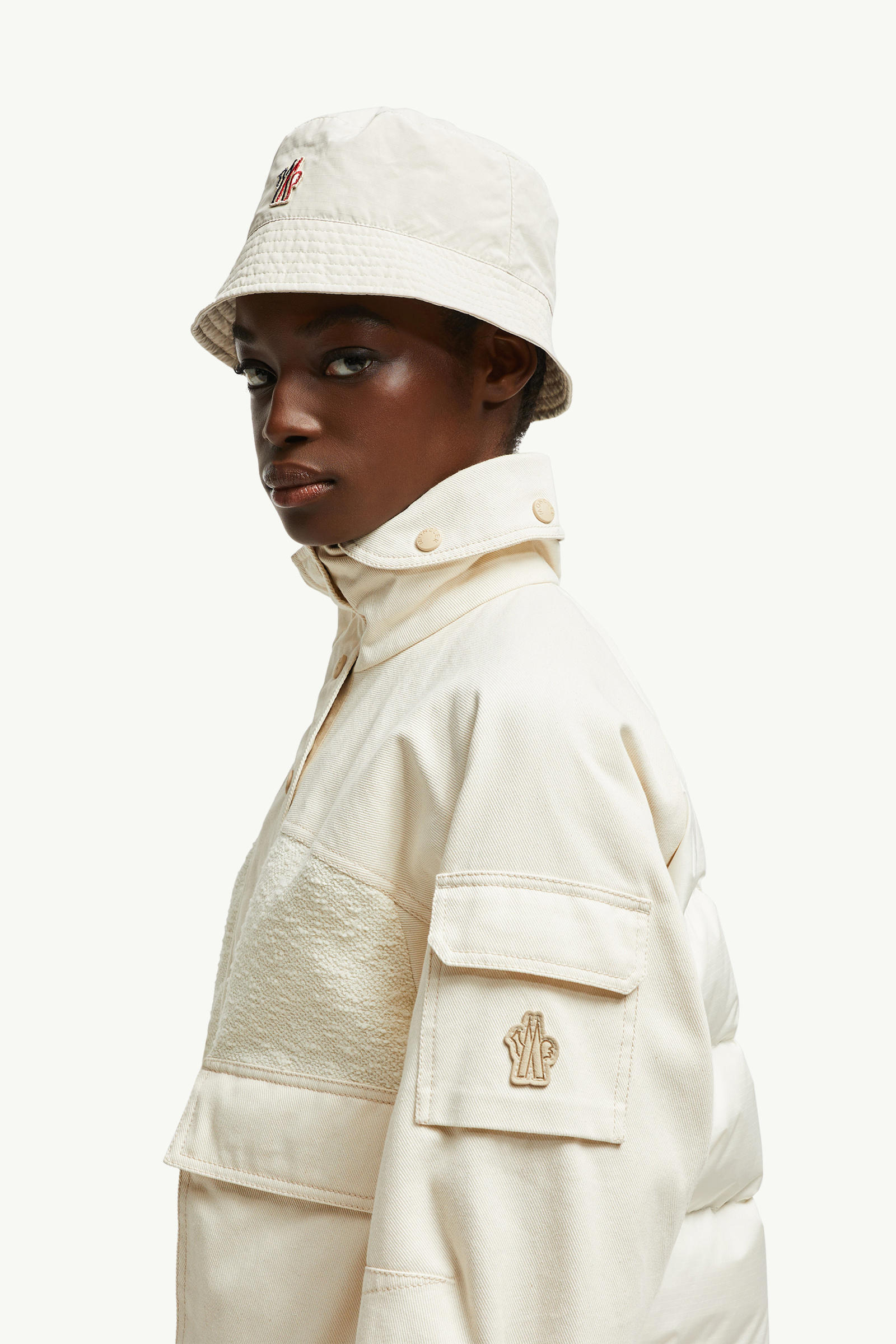 Soignes Bouclé & Cotton Short Down Jacket Women White Ivory Moncler 1