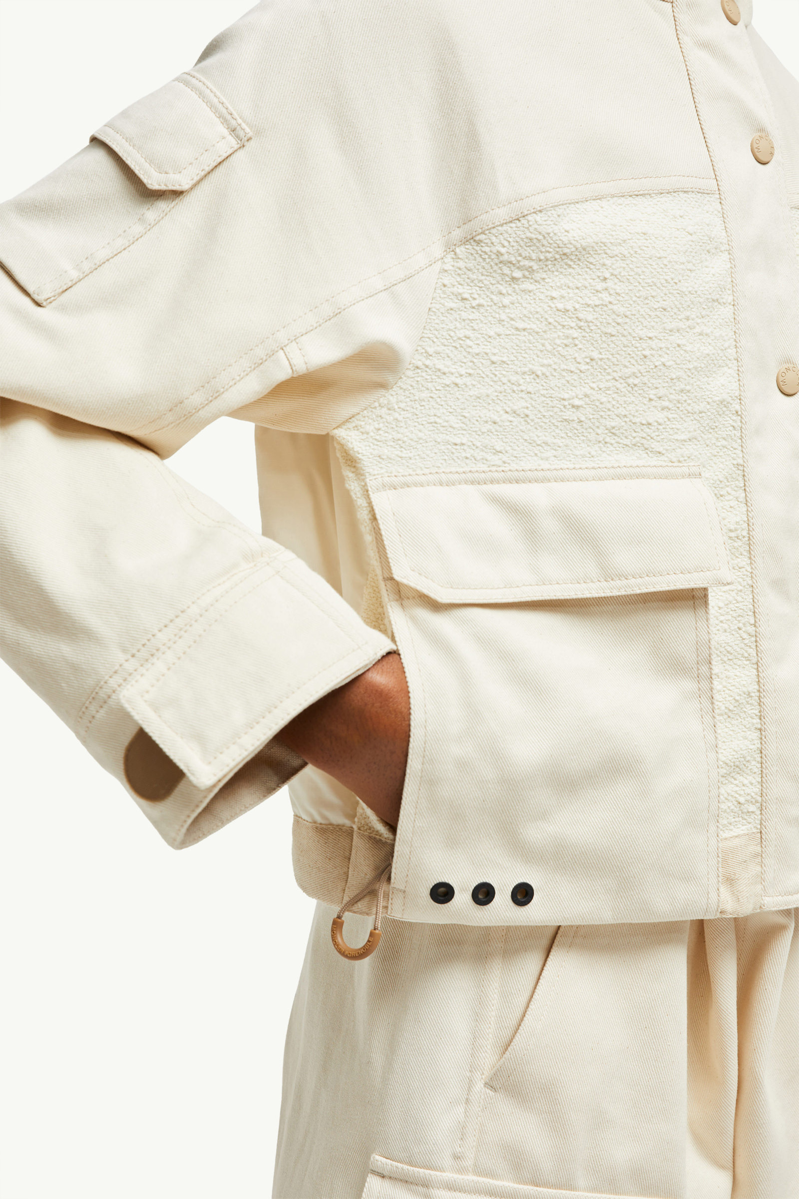 Soignes Bouclé & Cotton Short Down Jacket Women White Ivory Moncler 6