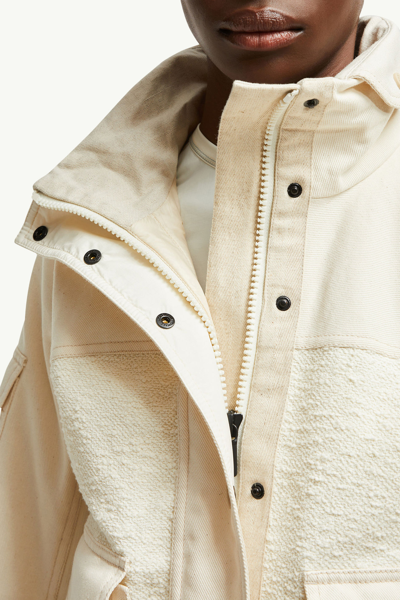 Soignes Bouclé & Cotton Short Down Jacket Women White Ivory Moncler 8