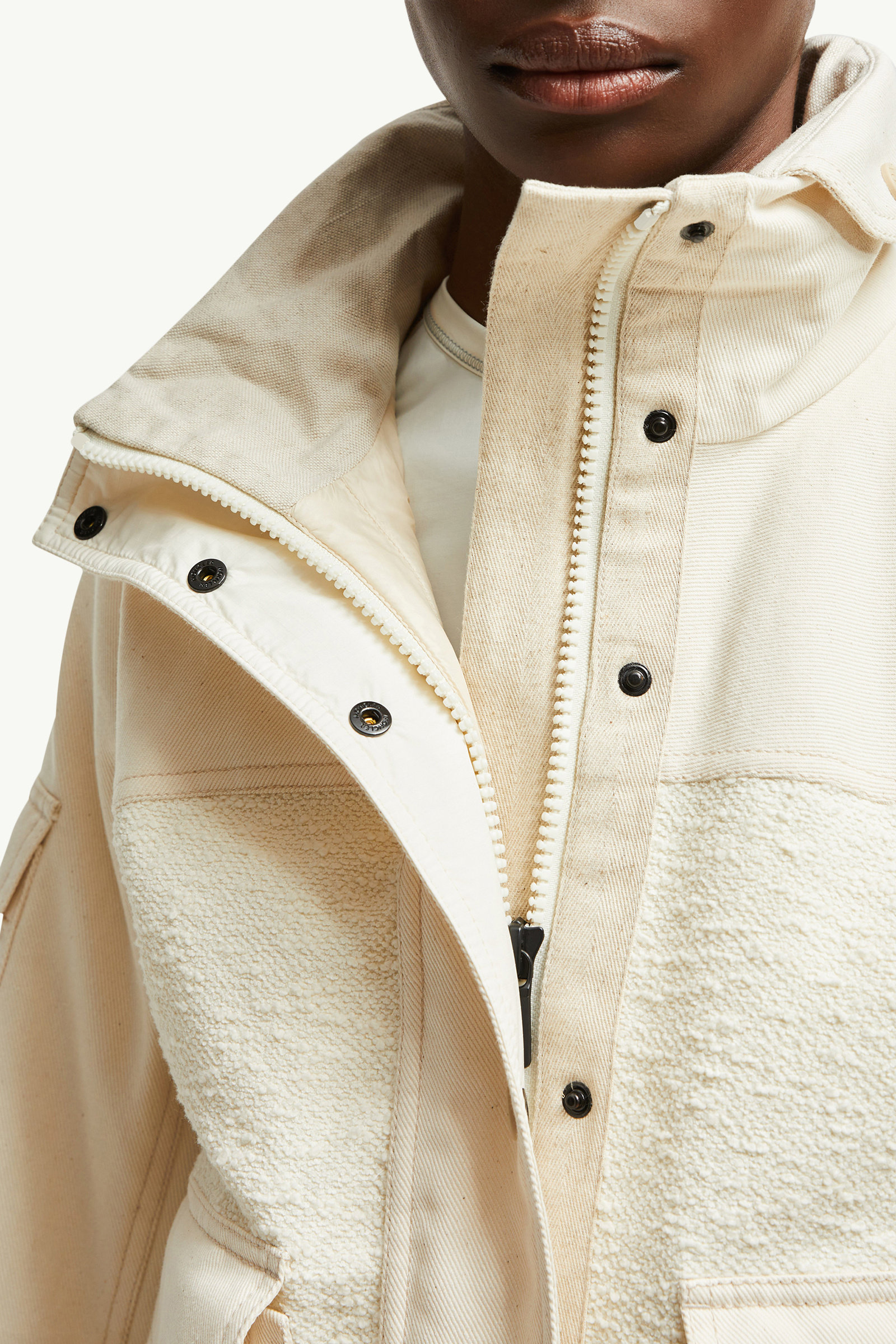 Soignes Bouclé & Cotton Short Down Jacket Women White Ivory Moncler 8