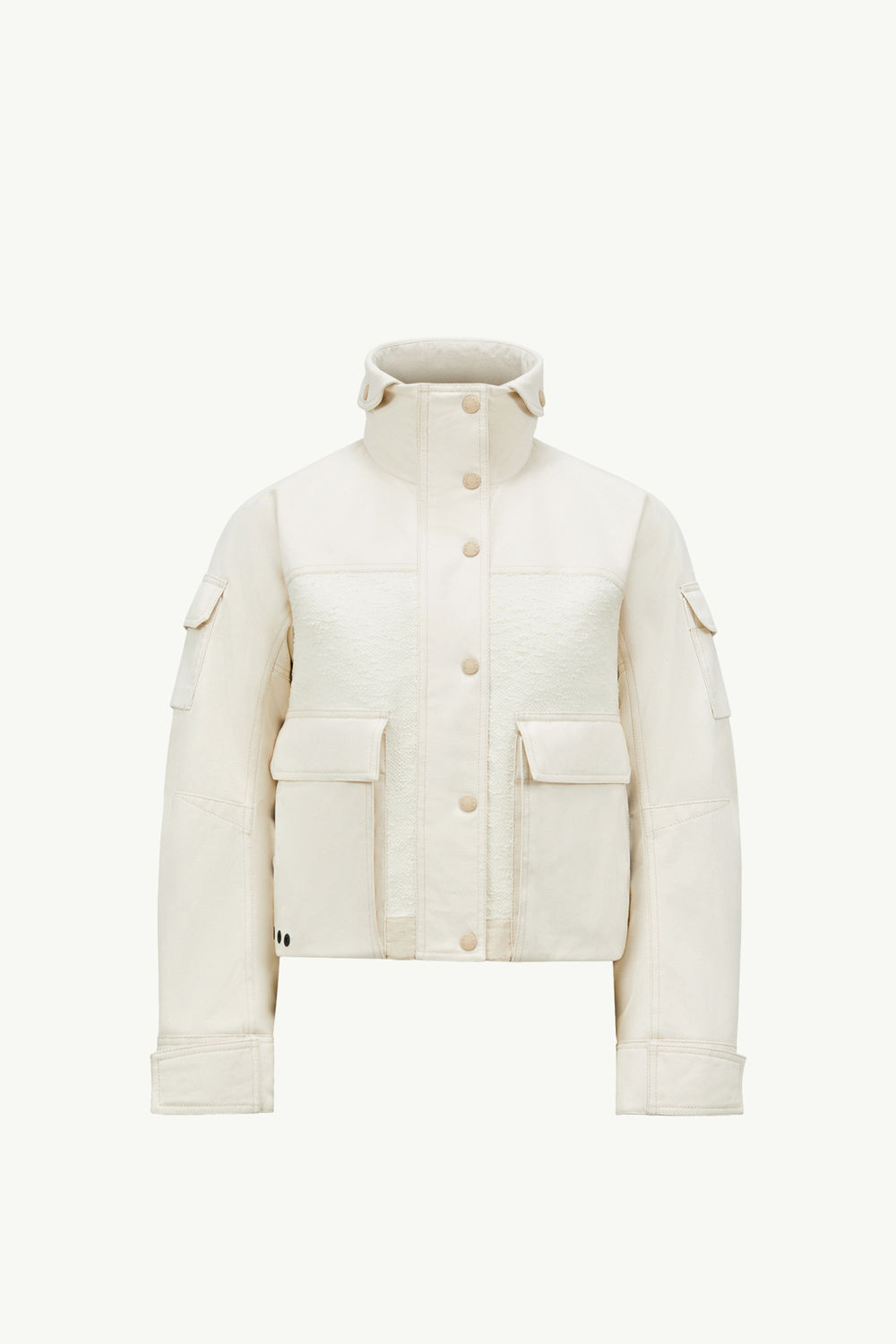 Soignes Bouclé & Cotton Short Down Jacket Women White Ivory Moncler 2