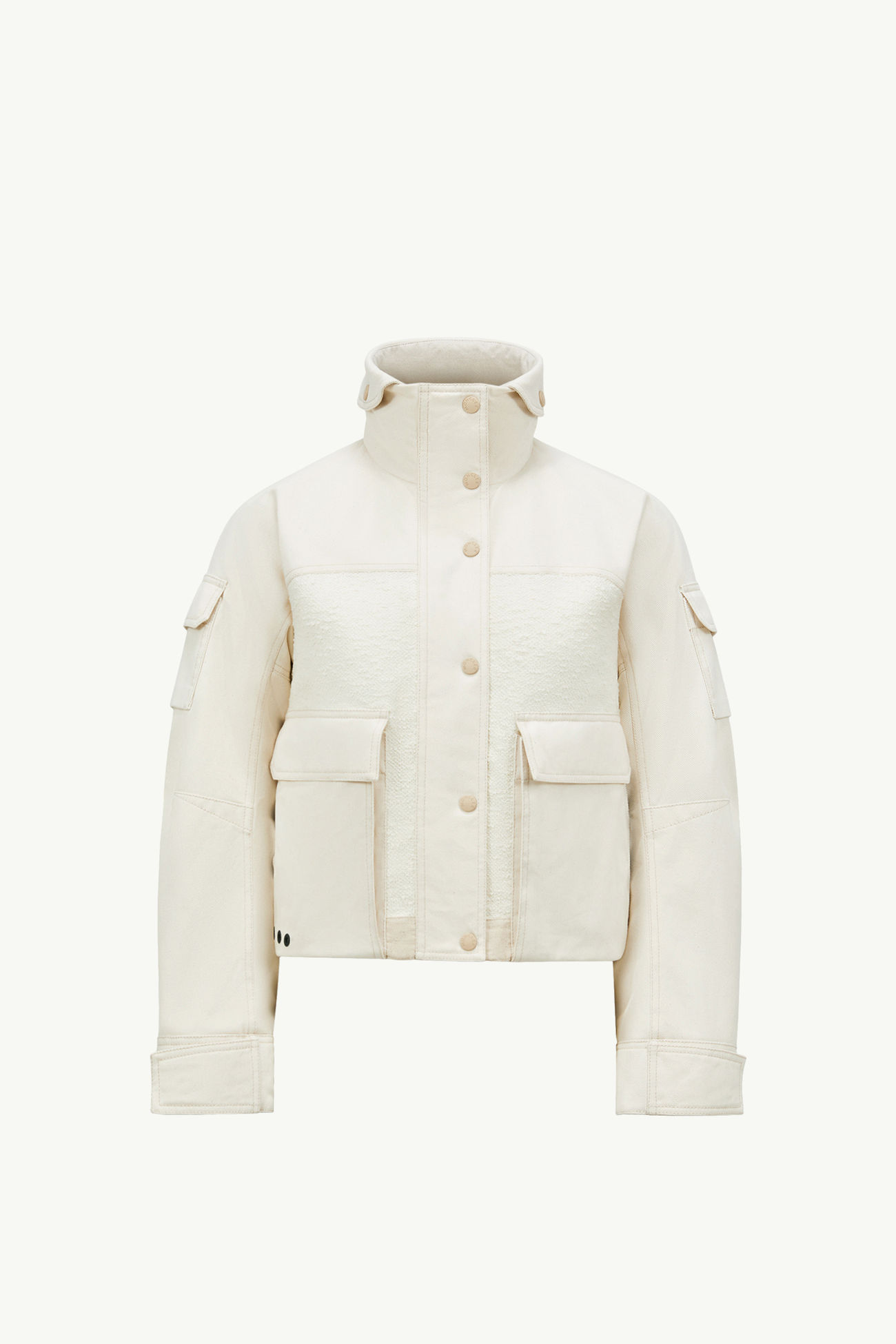 Soignes Bouclé & Cotton Short Down Jacket Women White Ivory Moncler 2