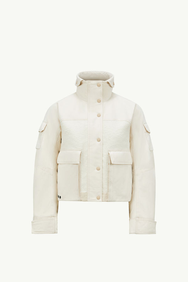 Soignes Bouclé & Cotton Short Down Jacket Women White Ivory Moncler 2