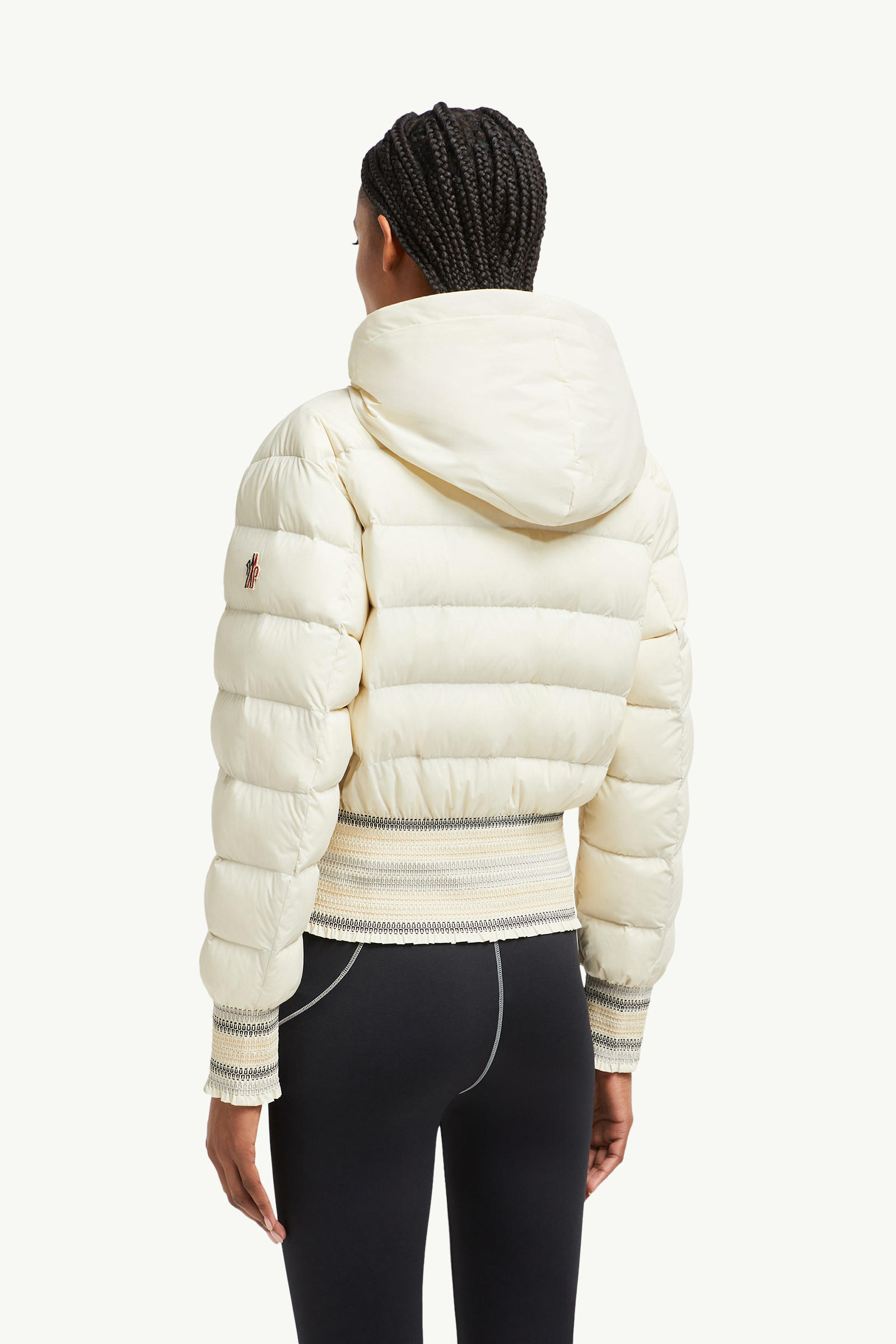 Jeypore Embroidered Hooded Short Down Jacket Women White Ivory Moncler 4