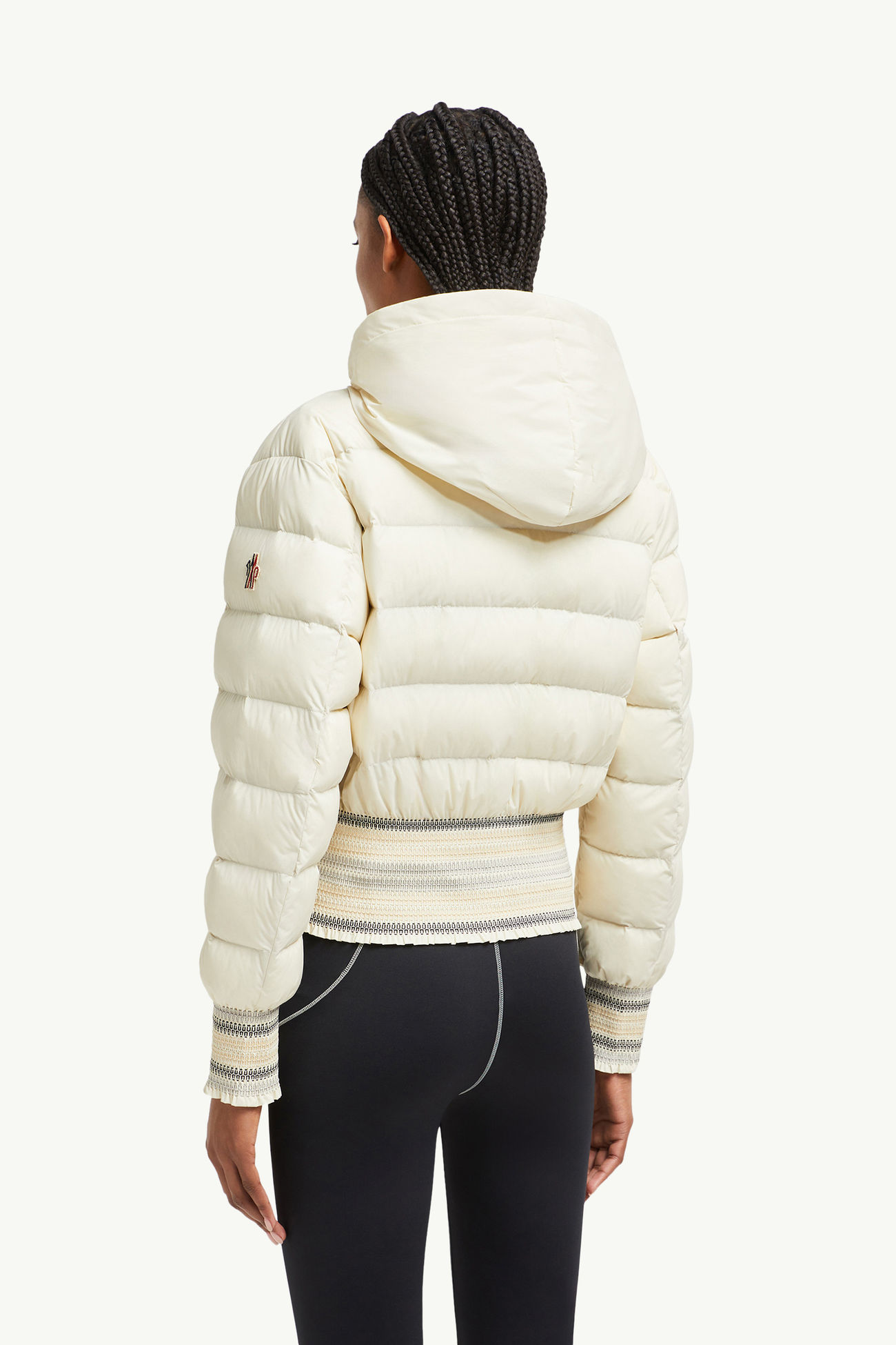 Piumino corto Jeypore con cappuccio e ricamo Donna Bianco Avorio Moncler 4