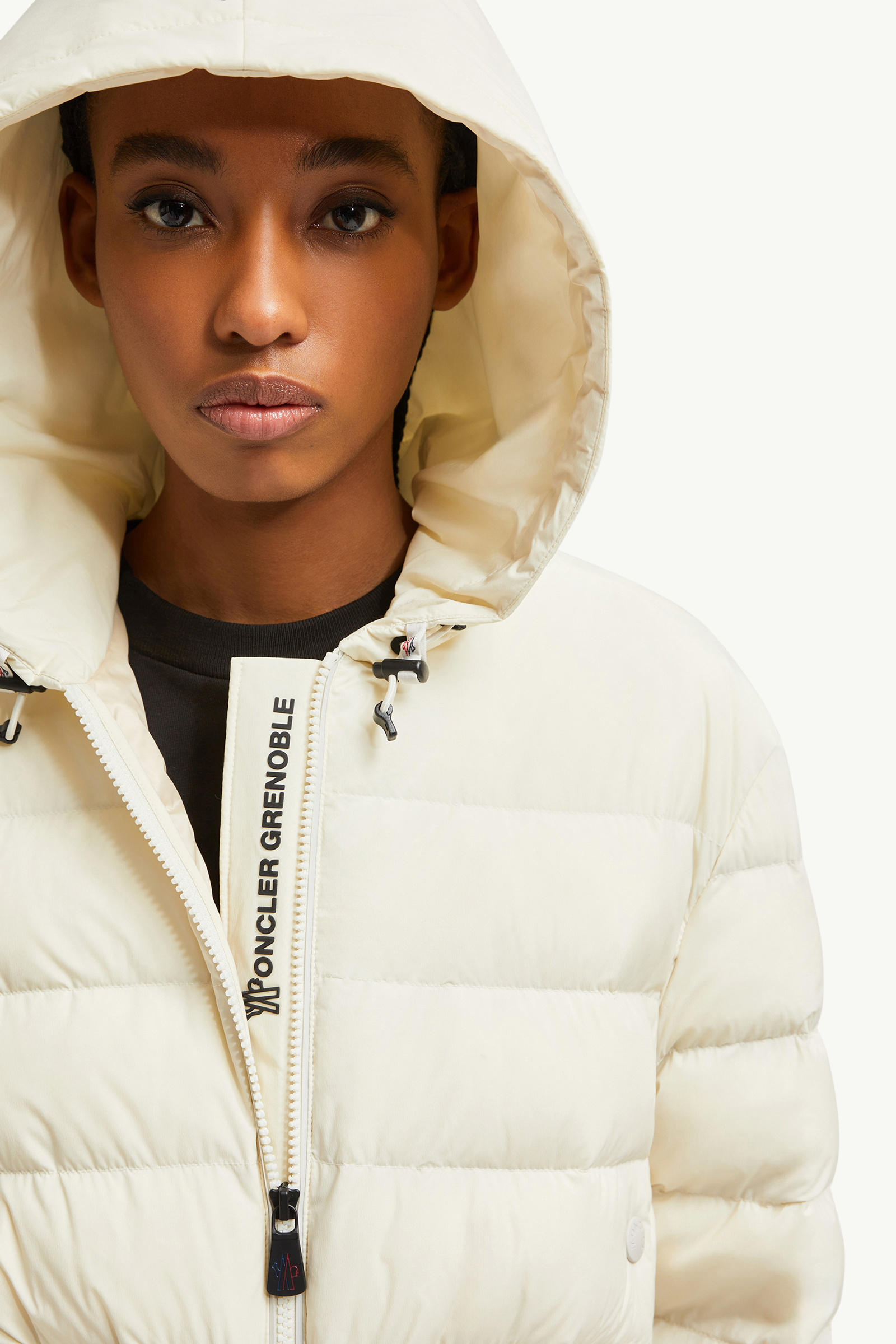 Jeypore Embroidered Hooded Short Down Jacket Women White Ivory Moncler 5