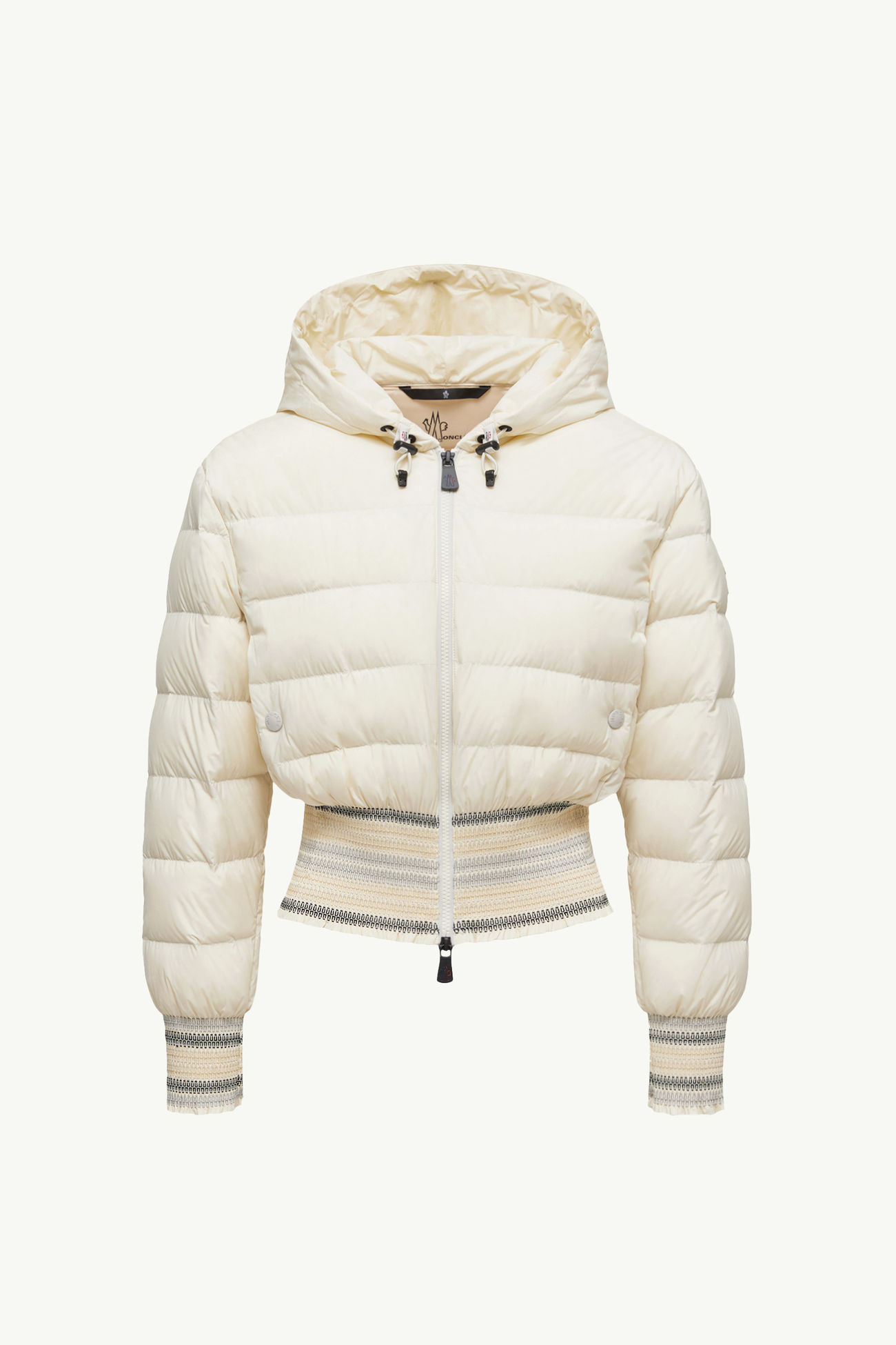 Jeypore Embroidered Hooded Short Down Jacket Women White Ivory Moncler 2