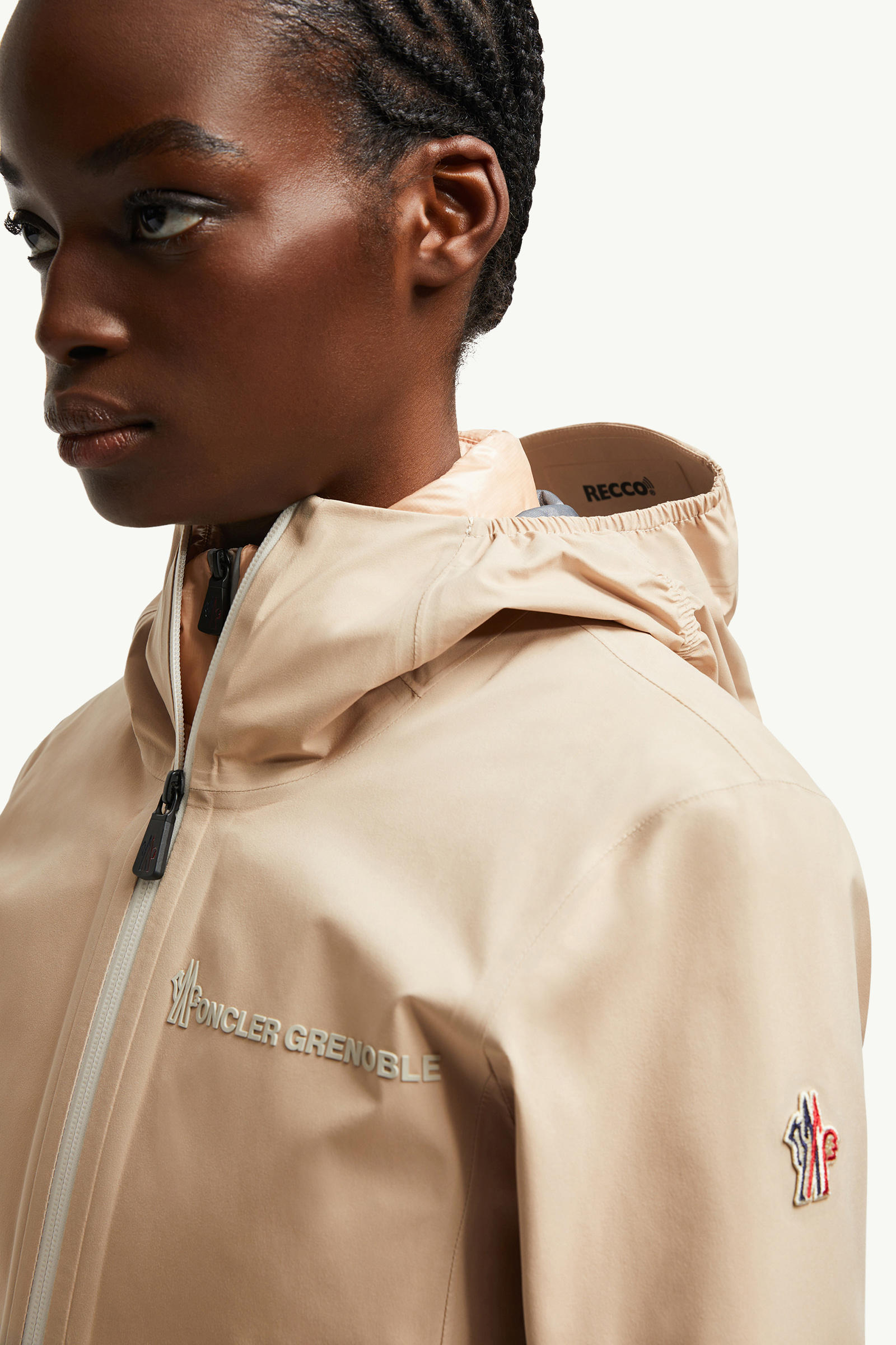 Valles Hooded Shell Jacket Women Light Beige Moncler 7