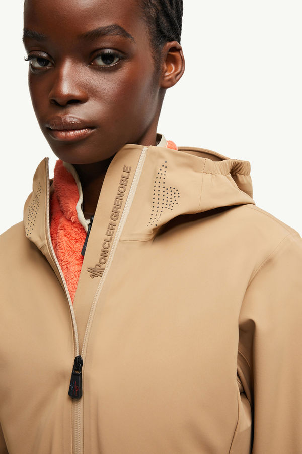 Fex Hooded Shell Jacket Women Camel Beige Moncler 6