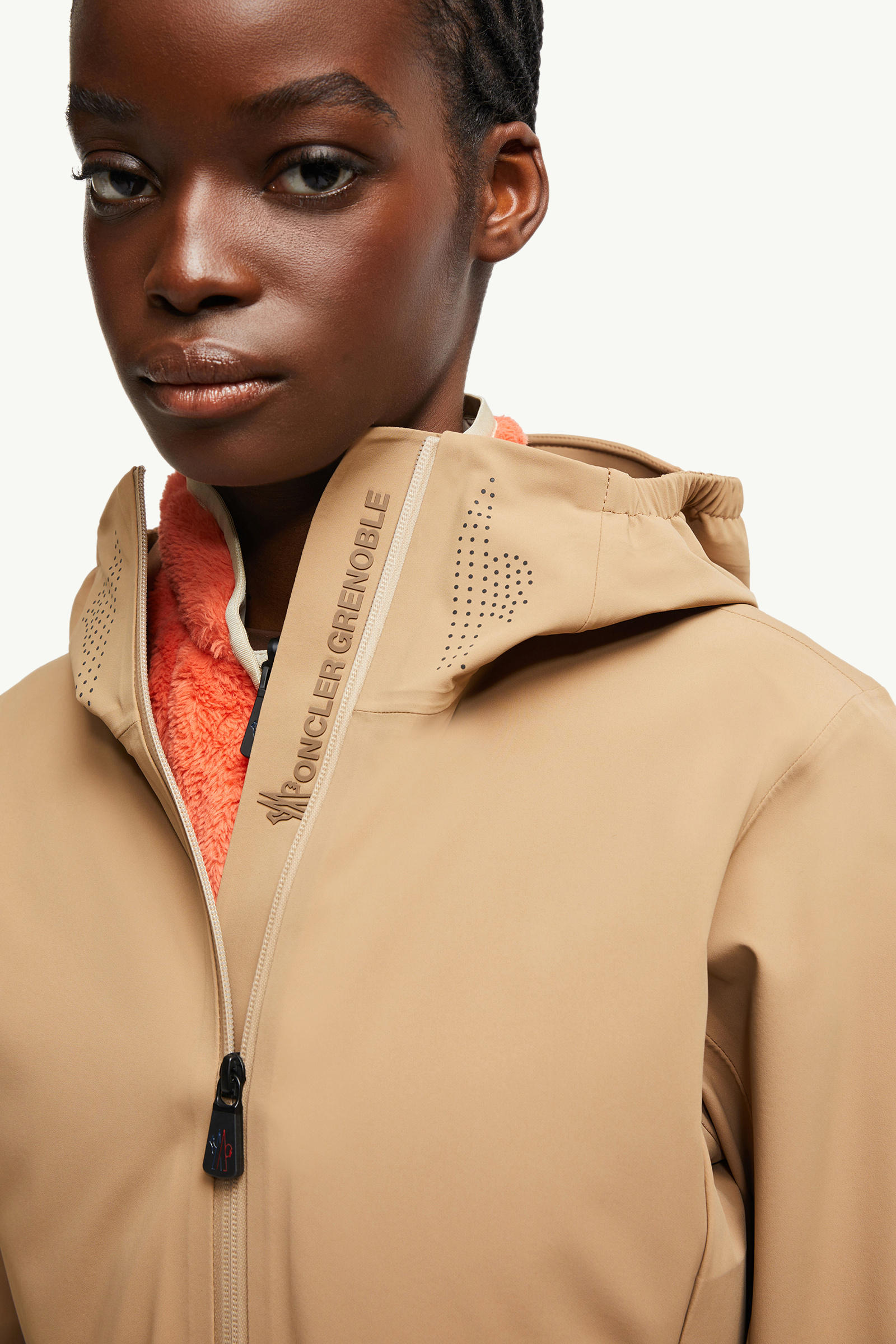 Fex Hooded Shell Jacket Women Camel Beige Moncler 6