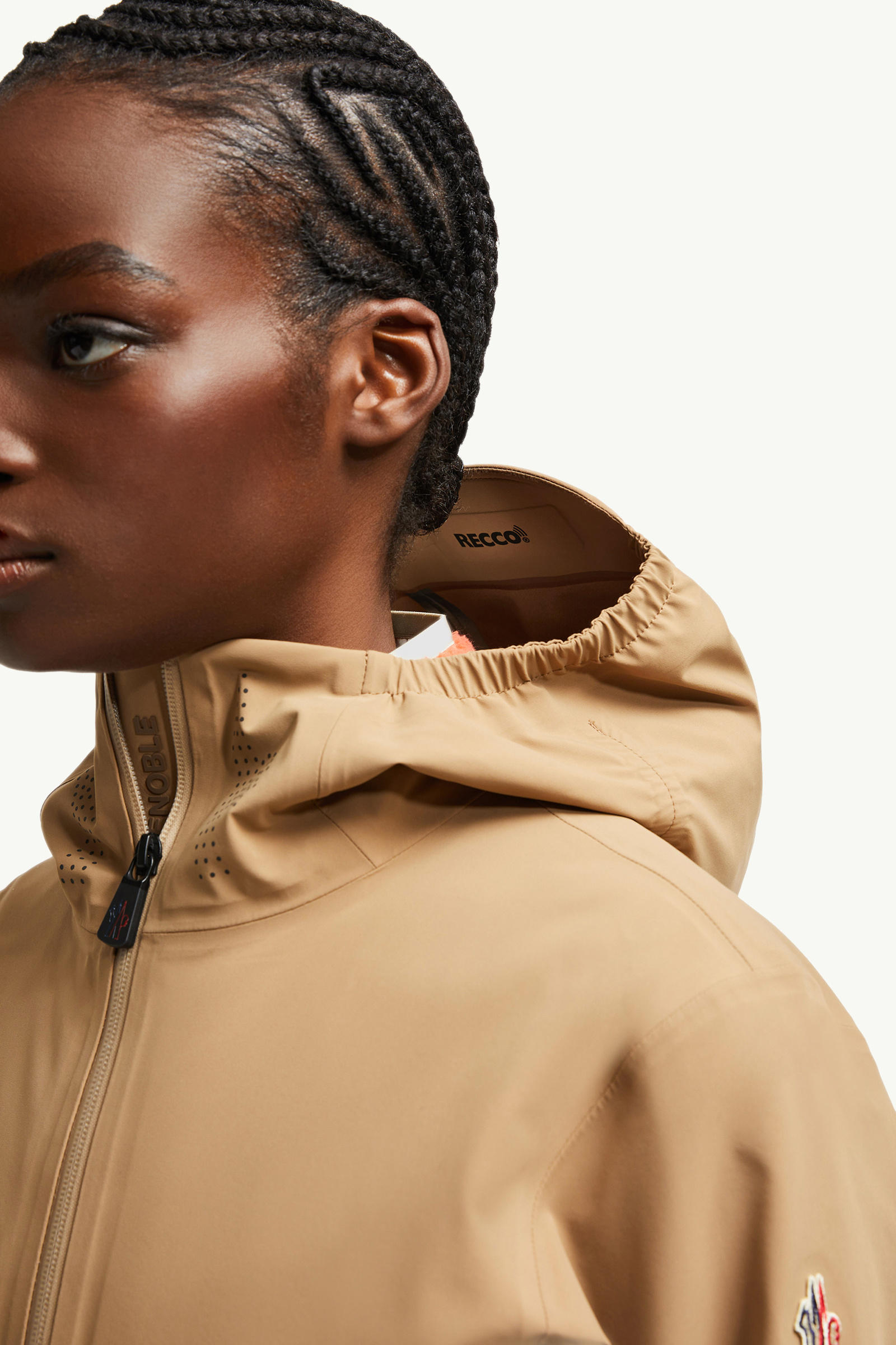 Fex Hooded Shell Jacket Women Camel Beige Moncler 8
