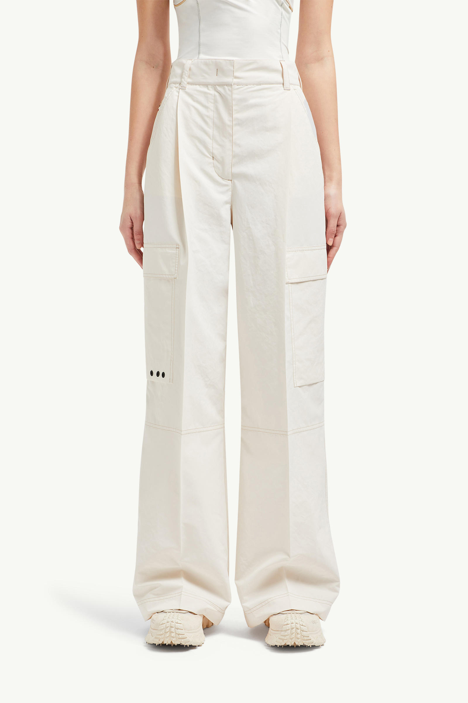Technical Froissé Trousers Women White Moncler 3