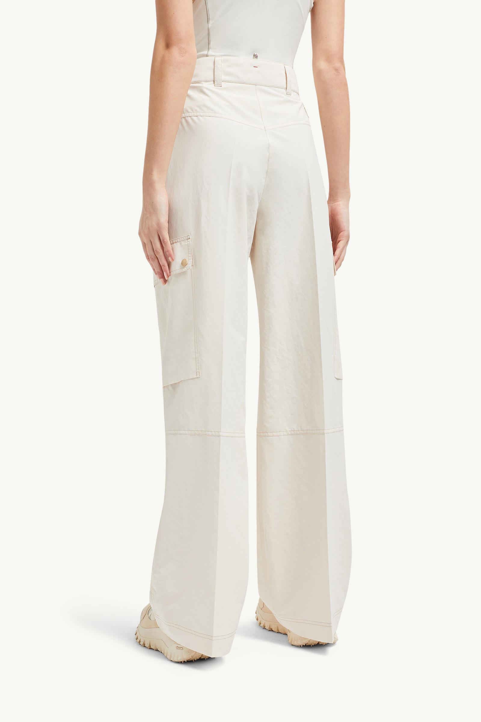Technical Froissé Trousers Women White Moncler 4