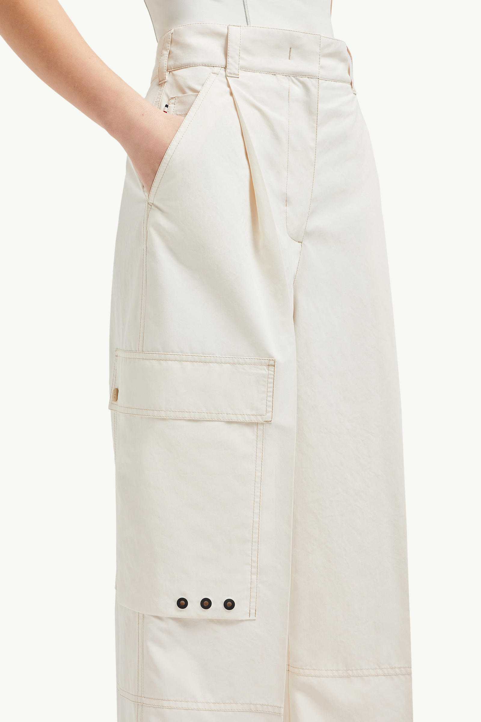 Technical Froissé Trousers Women White Moncler 5