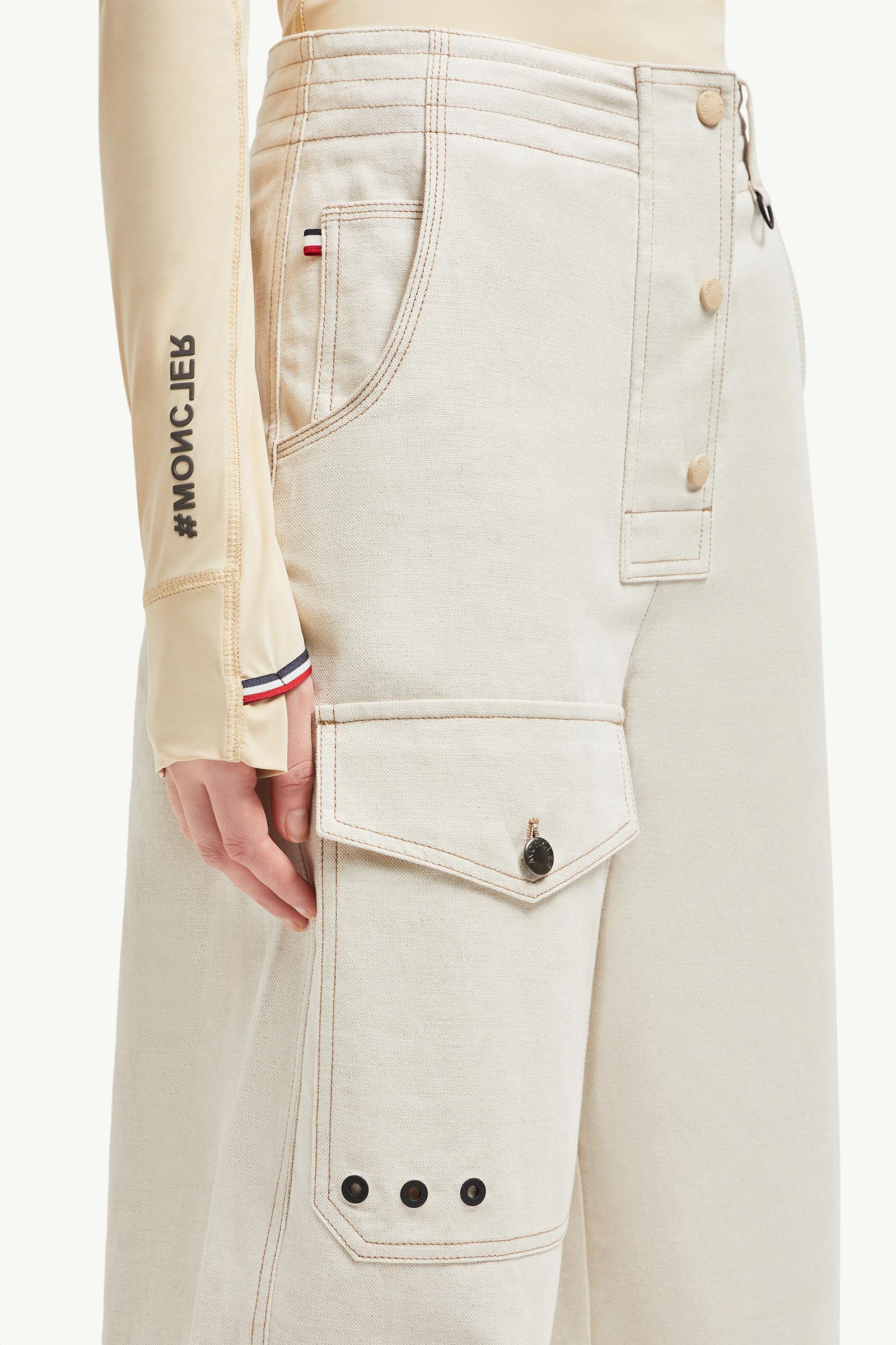 Pantaloni in cotone e lino Donna Beige Chiaro Moncler 1