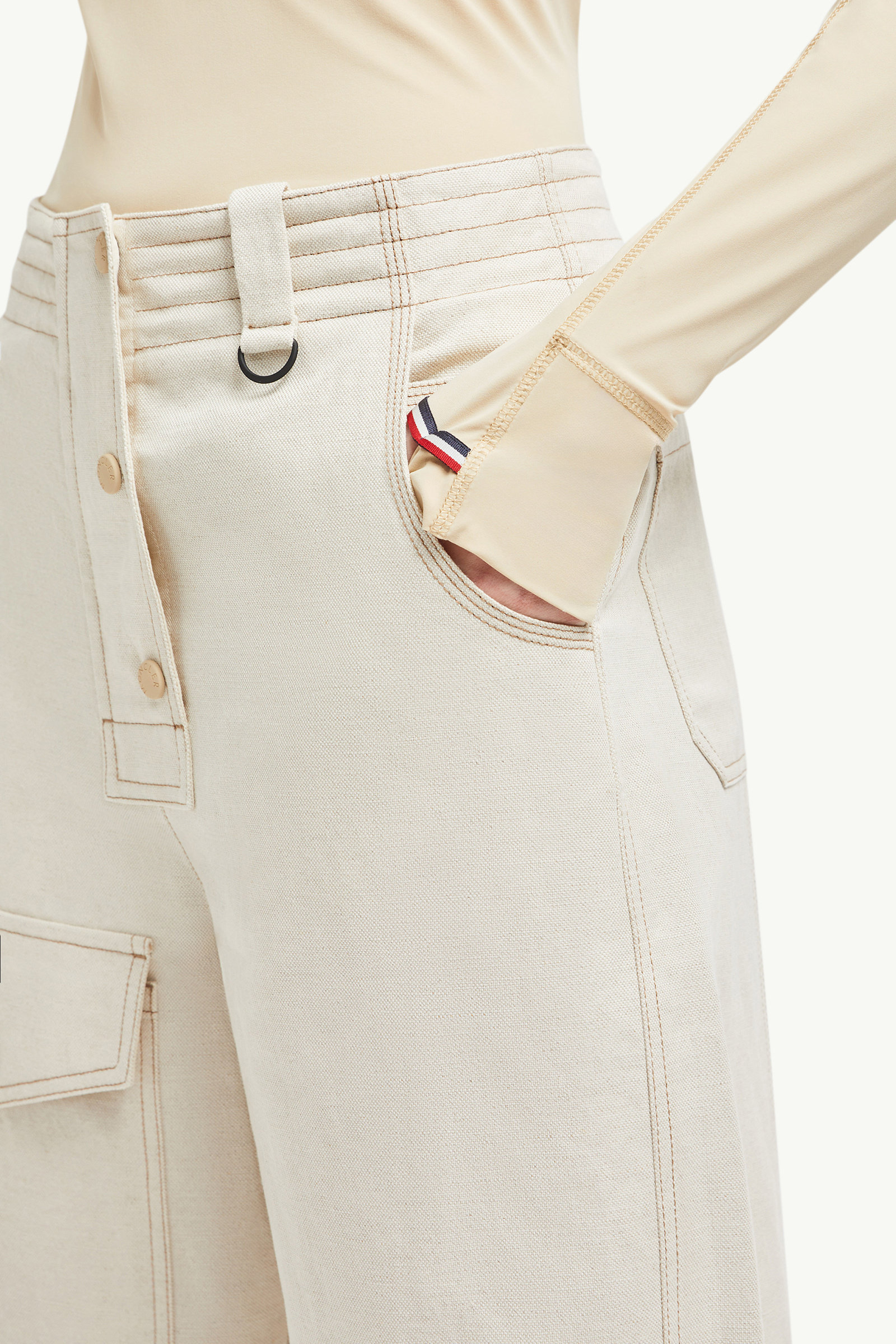 Pantaloni in cotone e lino Donna Beige Chiaro Moncler 5