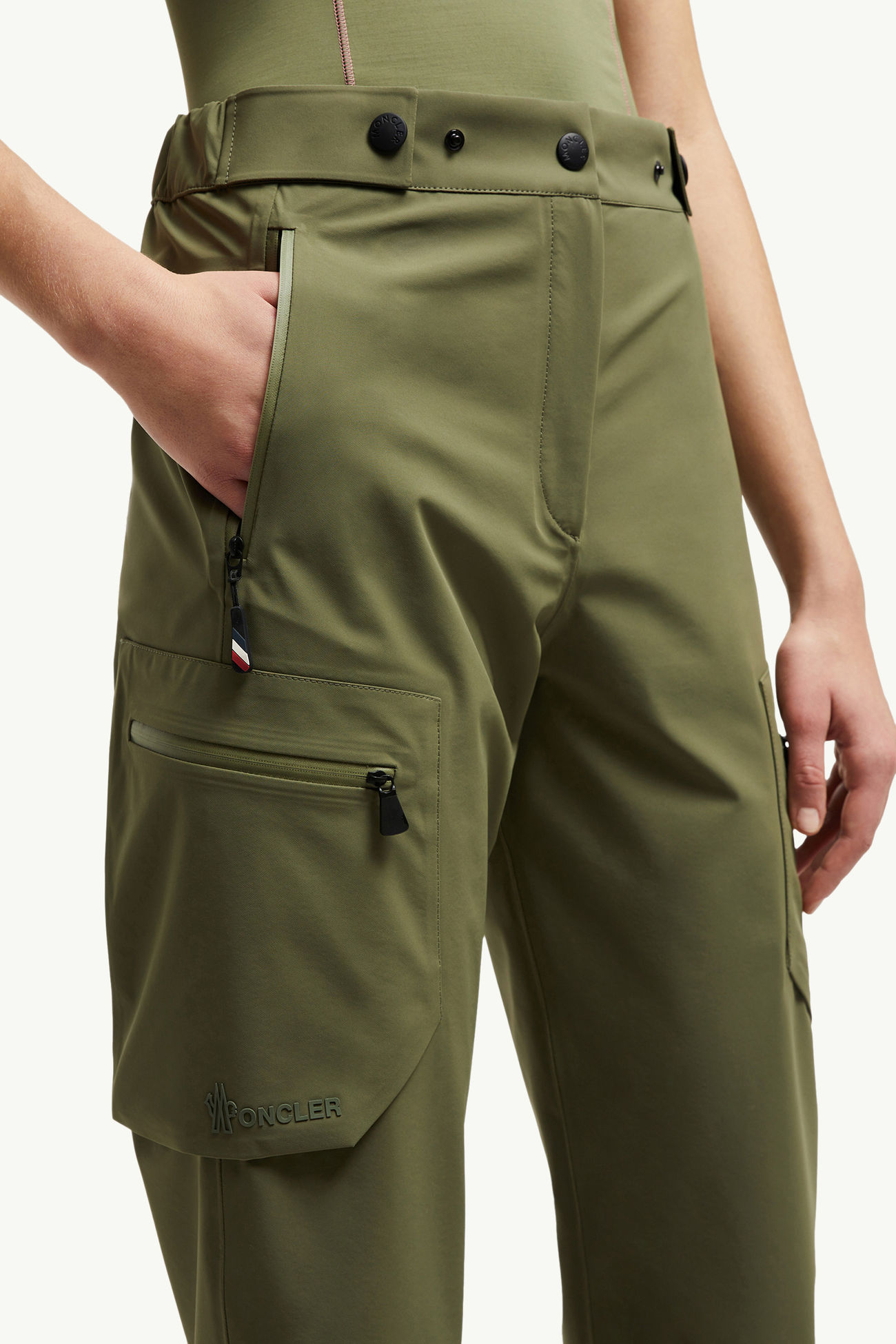 Hard Shell Trousers Women Olive Green Moncler 1