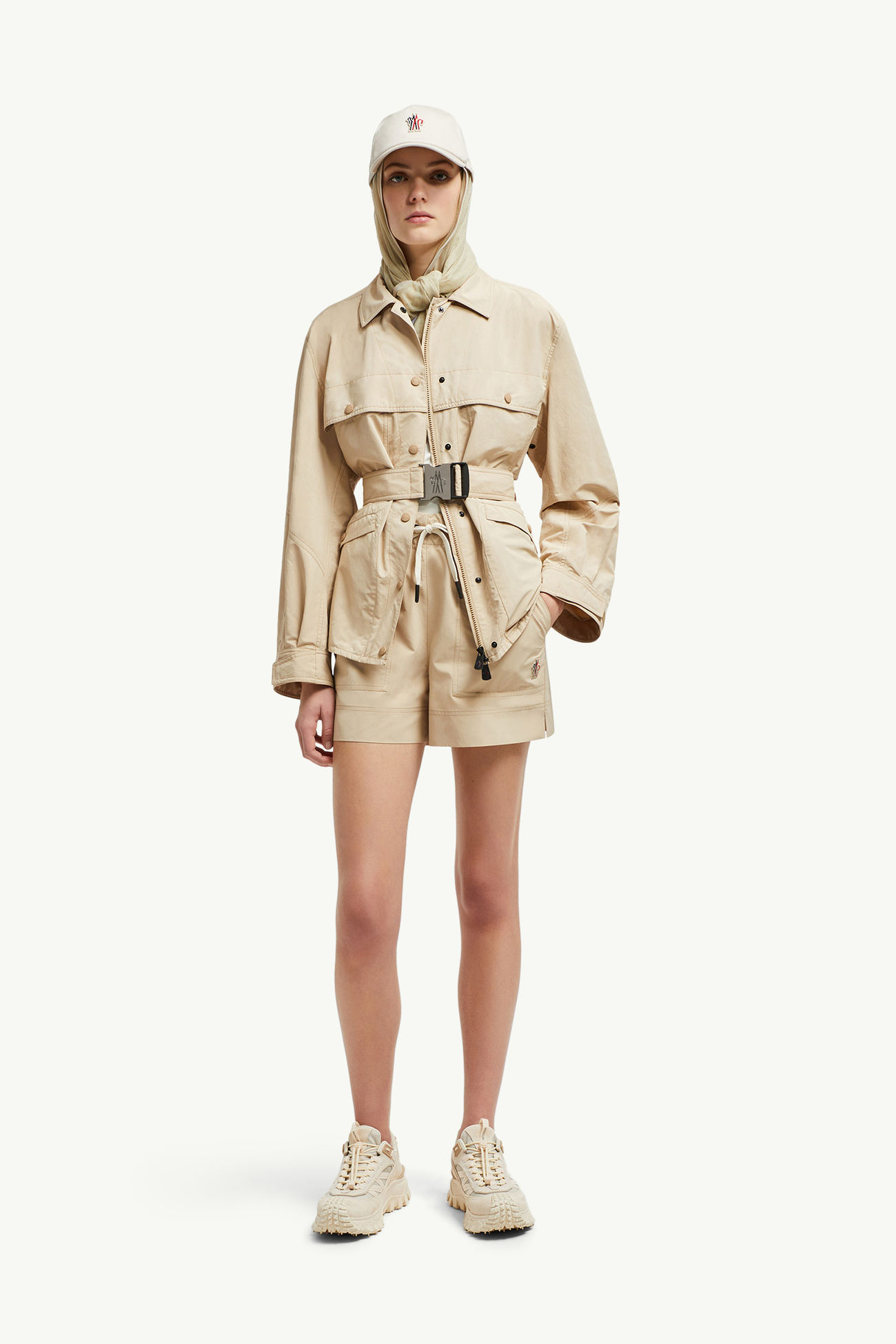 Shorts in froissé tecnico Donna Beige Moncler 0