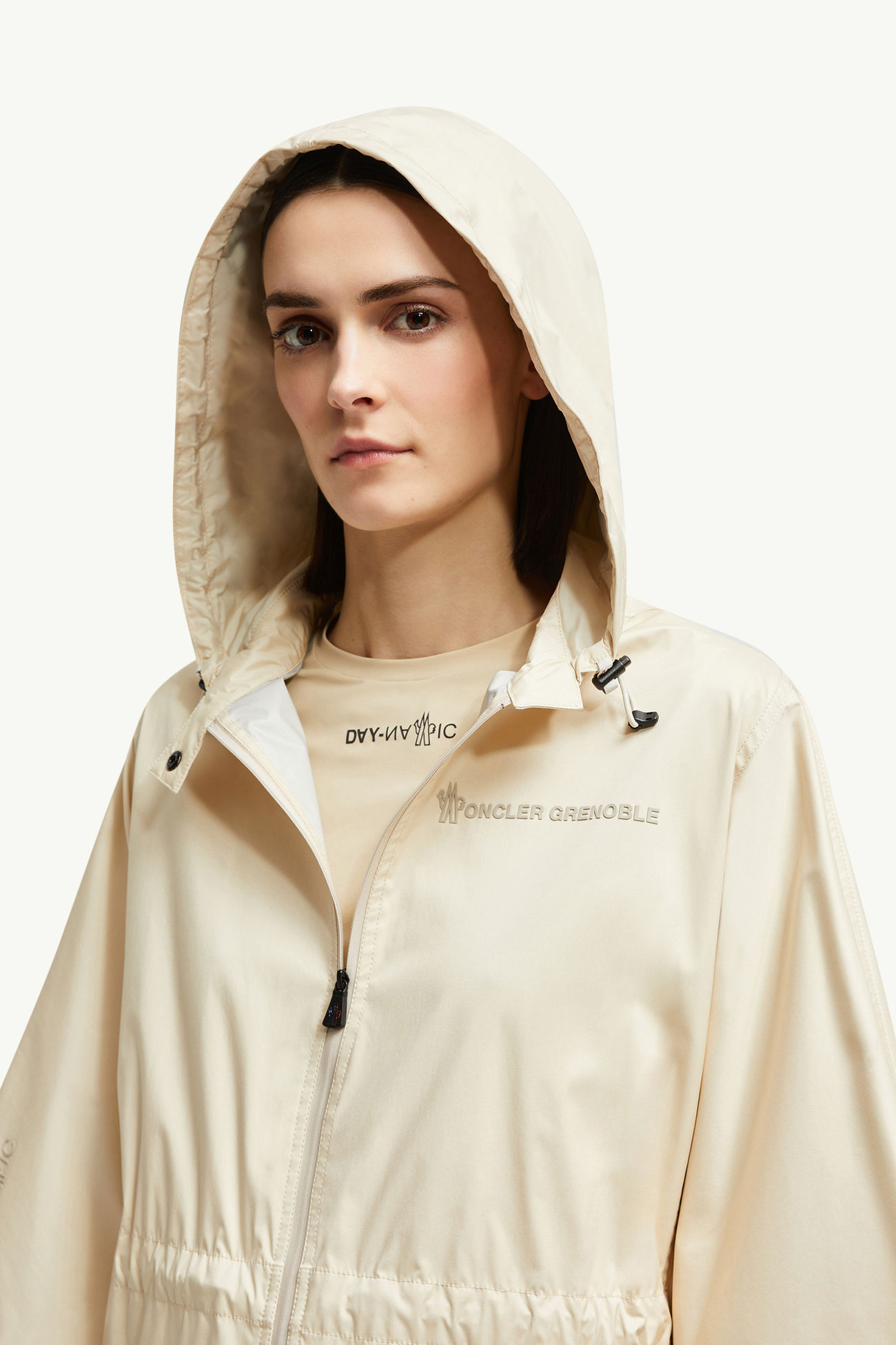 Vorassy verstaubares Cape mit Kapuze Damen Ockergelb Moncler 1