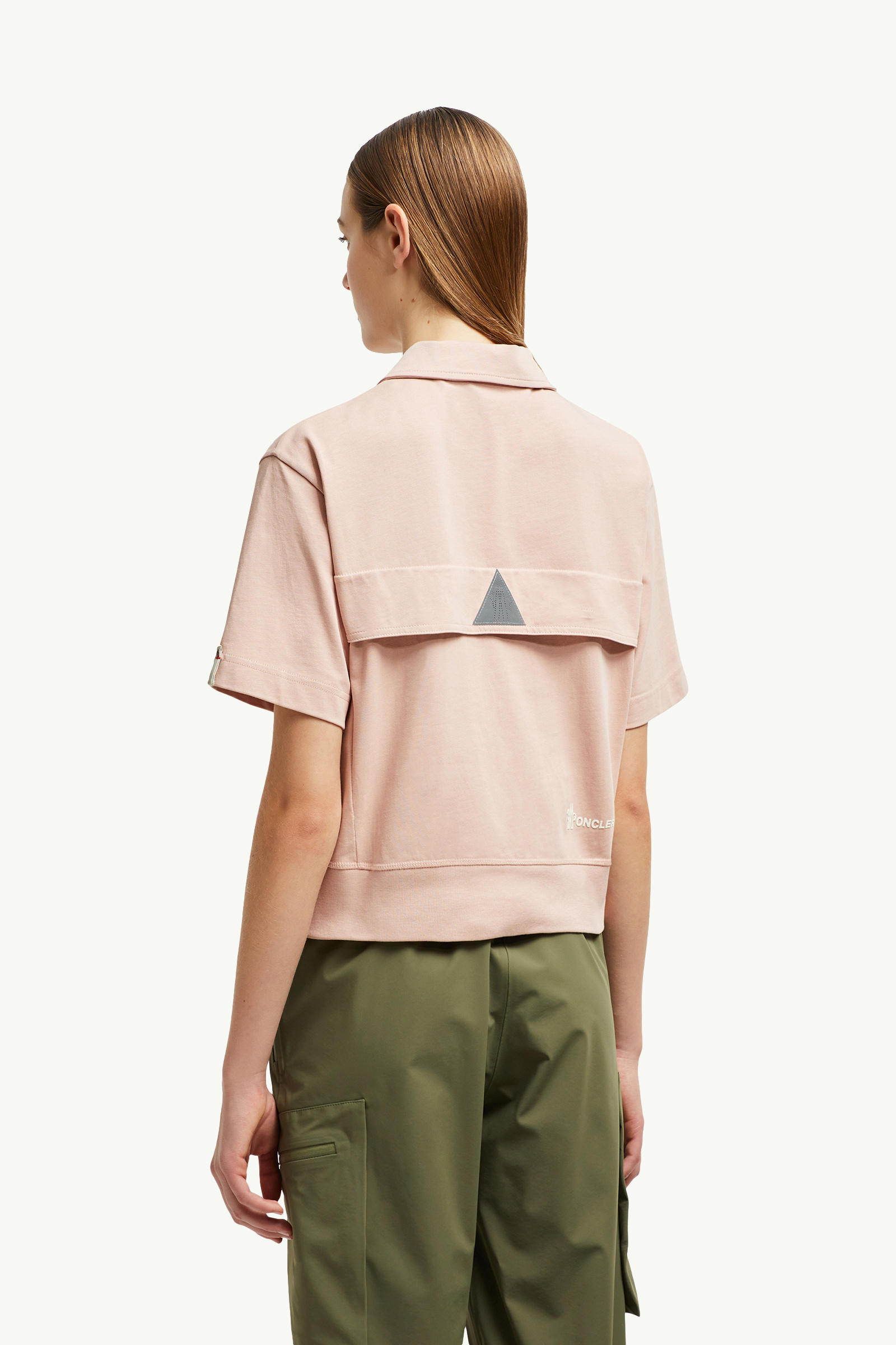 Logo Patch Cotton Polo Shirt Women Light Pink Moncler 4