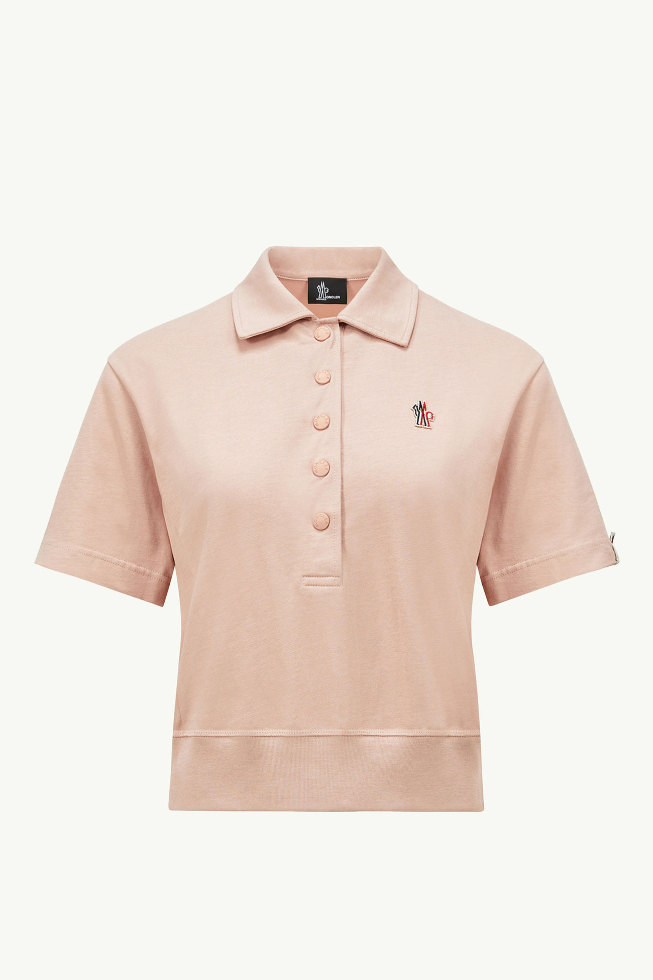 Poloshirt aus Baumwolle mit Logoaufnäher Damen Hellpink Moncler 2