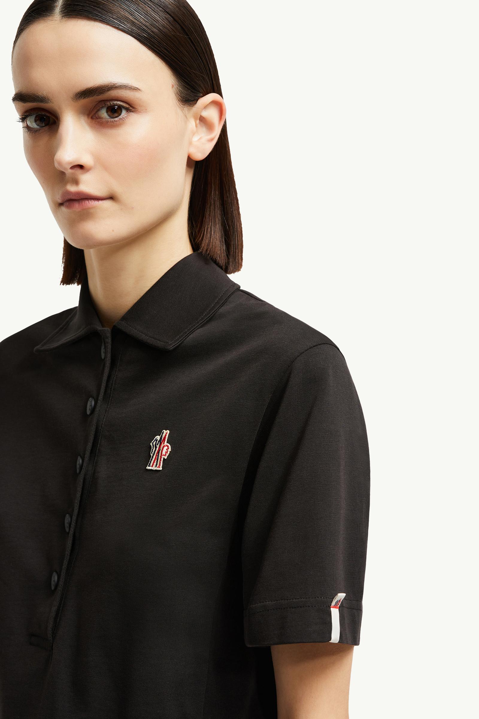 Logo Patch Cotton Polo Shirt Women Black Moncler 1