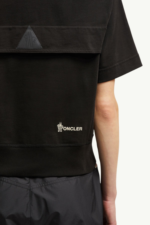 Polo en coton à empiècement logo Femmes Noir Moncler 6