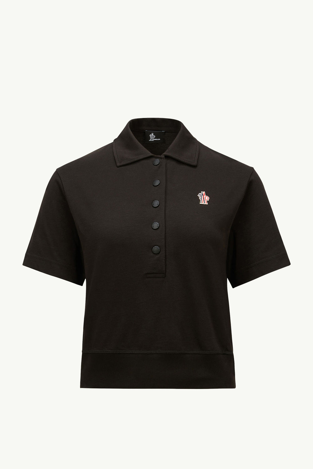 Logo Patch Cotton Polo Shirt Women Black Moncler 2