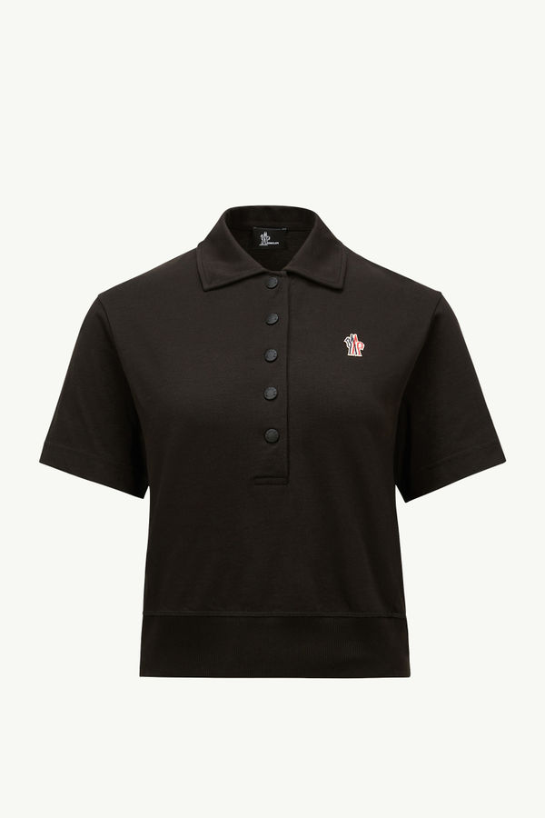 Polo en coton à empiècement logo Femmes Noir Moncler 2