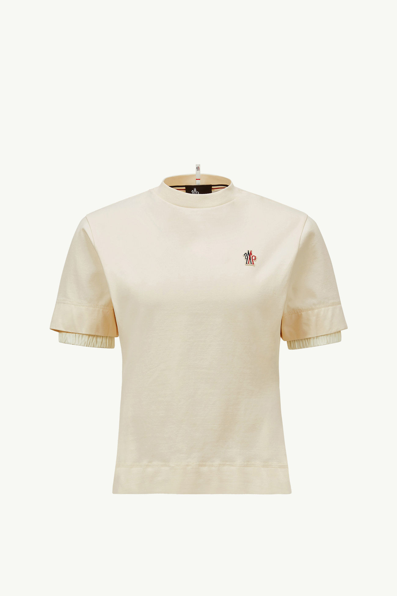 T-shirt in cotone con patch logato Donna Bianco Avorio Moncler 2
