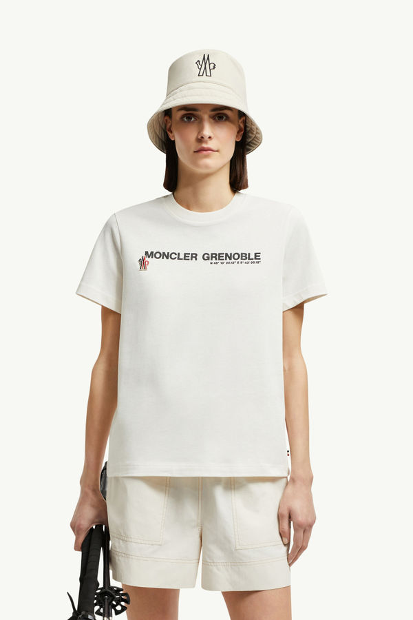 Logo Cotton T-Shirt Women White Moncler 0